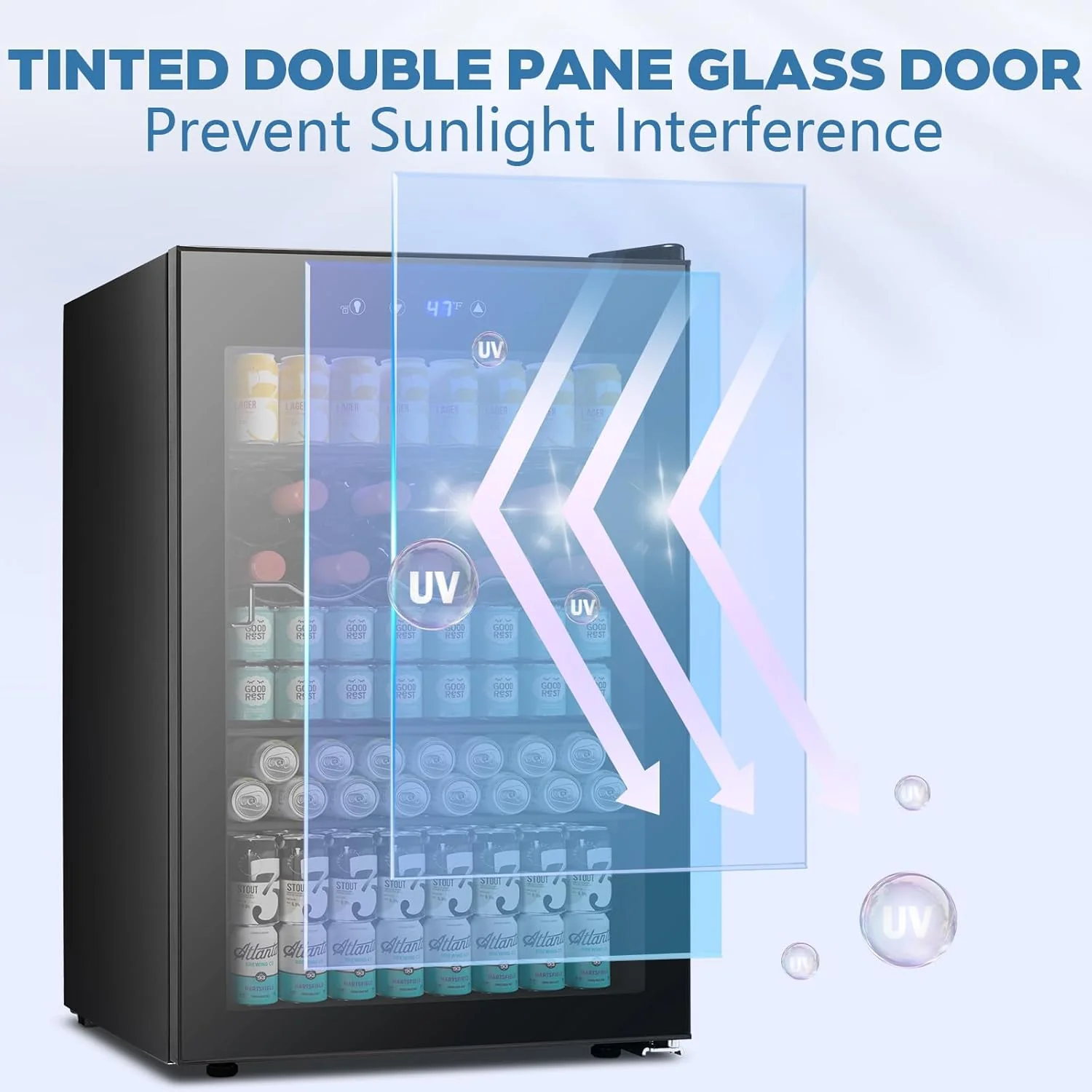 Beverage Refrigerator Cooler 4.5 Cu.Ft,145 Can Mini Fridge with Glass Door W58128BH - Image 6