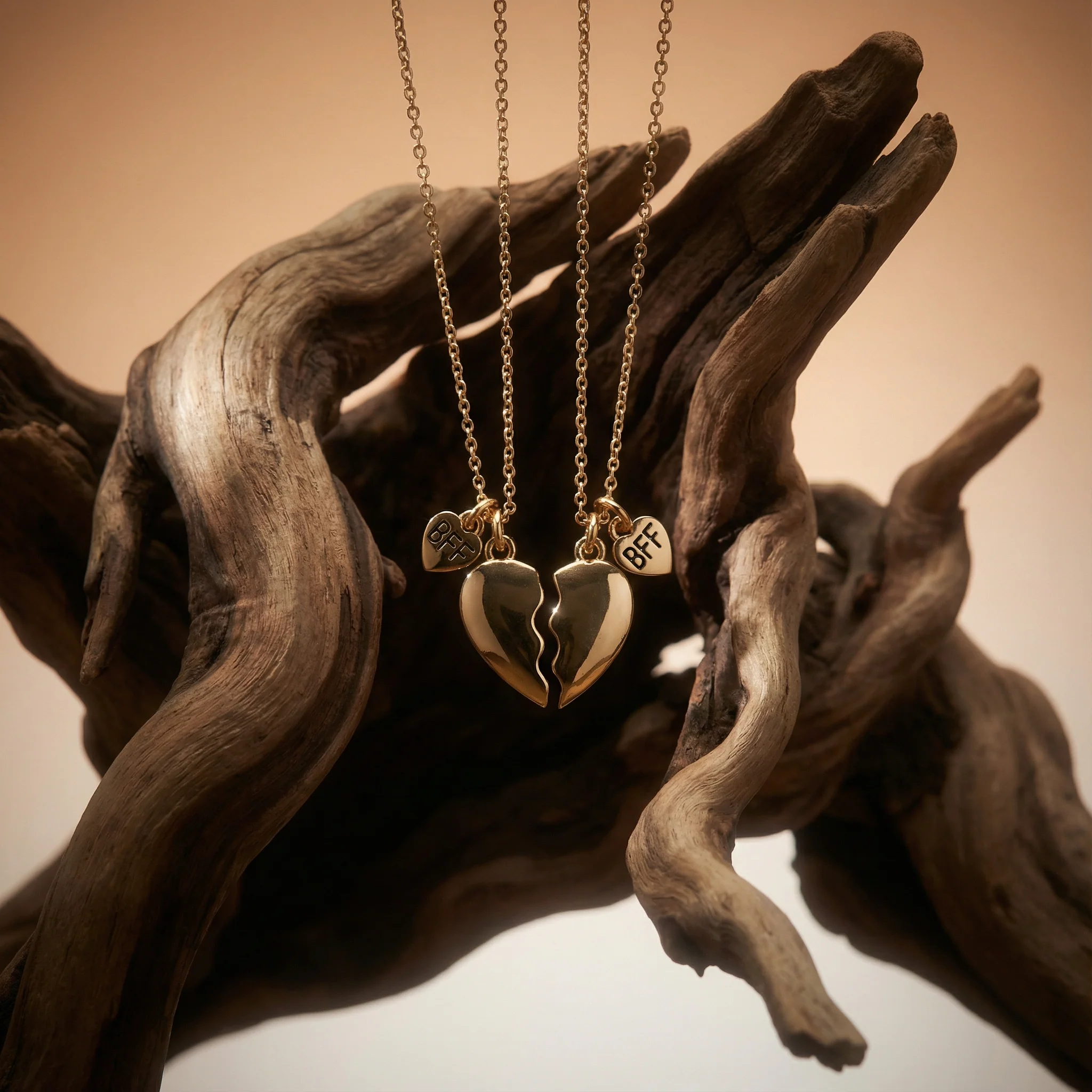 BFF Best Friends Necklaces | Friendship Heart Gold Tone Necklace | 8" - Image 2