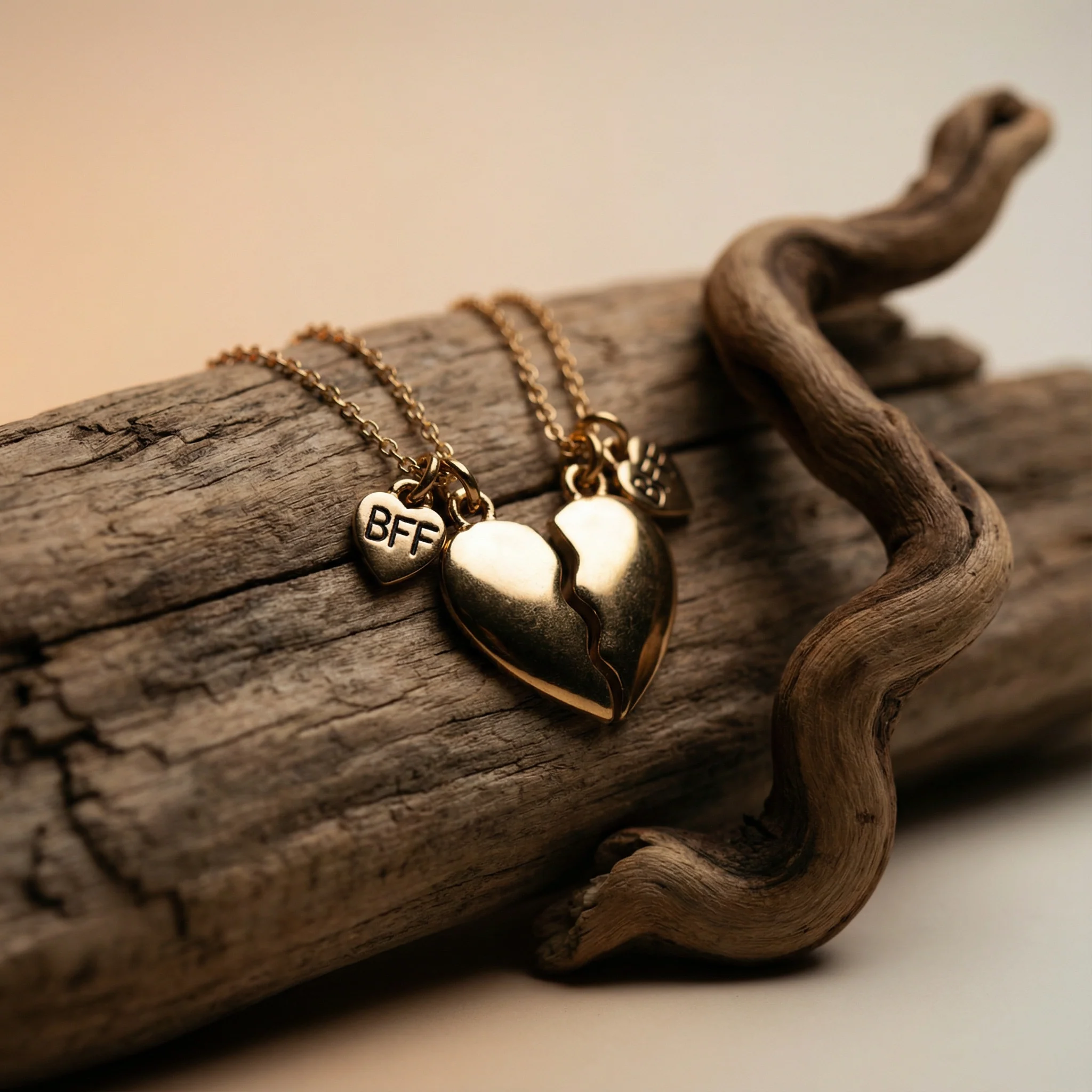 BFF Best Friends Necklaces | Friendship Heart Gold Tone Necklace | 8" - Image 4