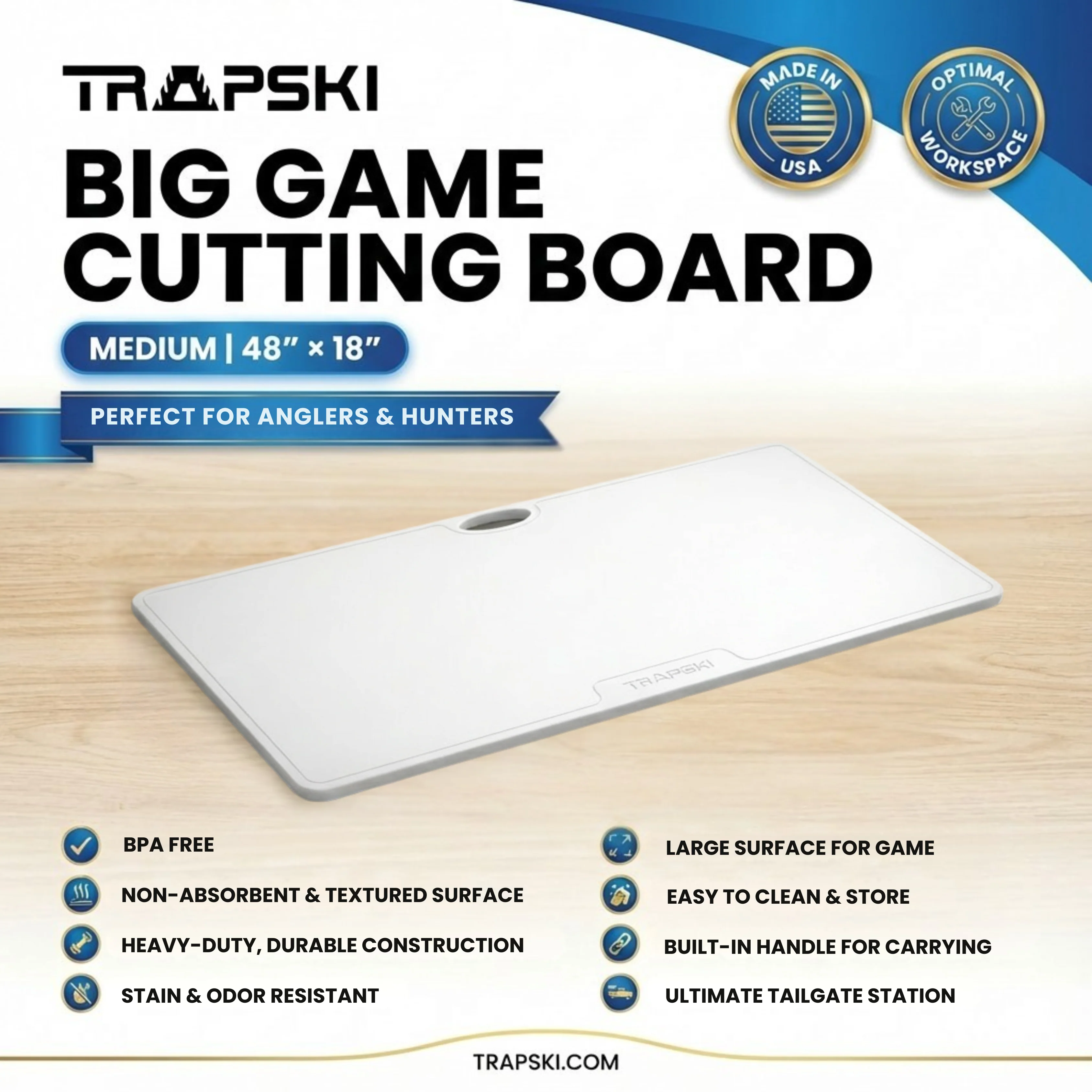 Big Game Cutting Boards HDPE Cutting Boards | 48 x 18 or 24 Inch | Juice Grooves - Image 3
