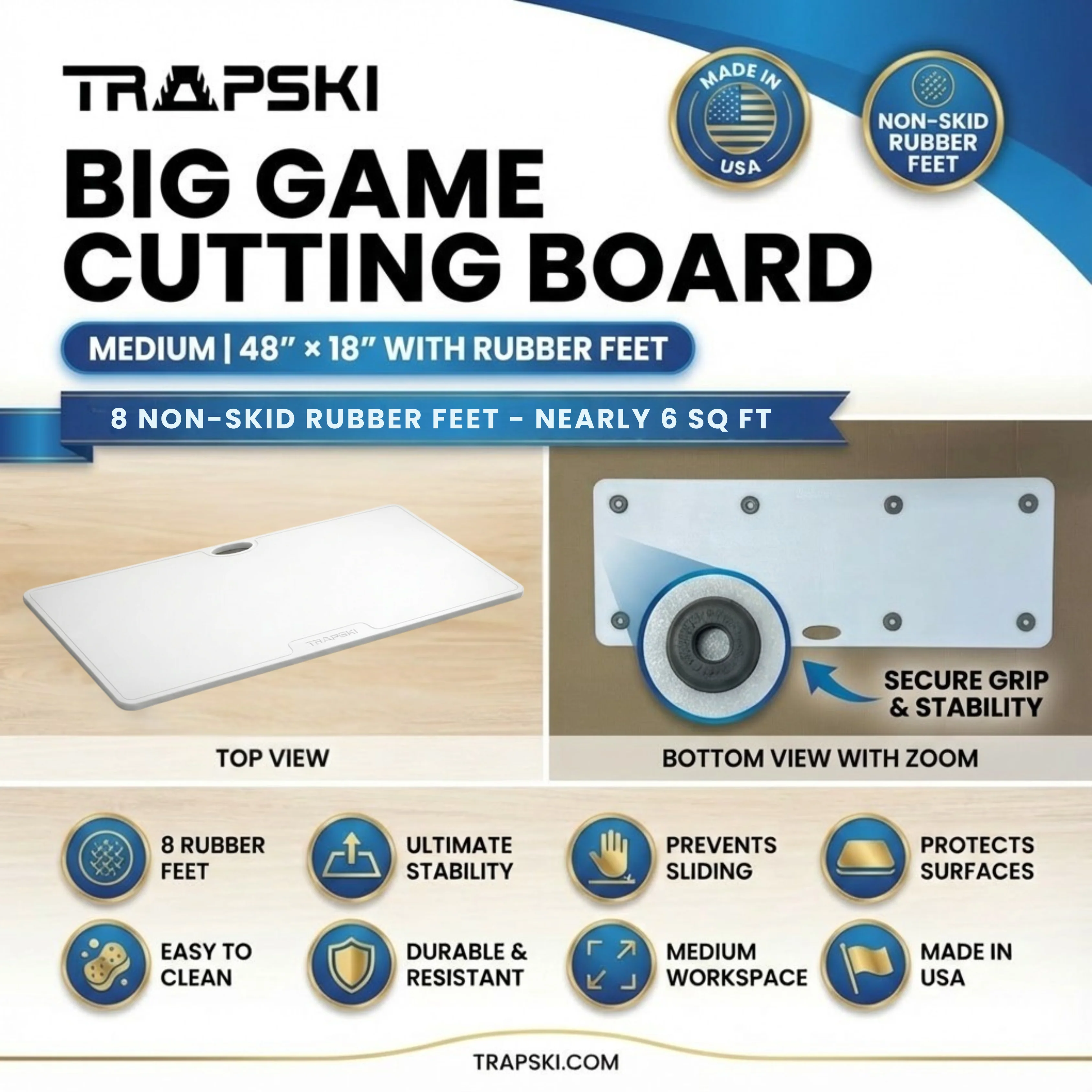 Big Game Cutting Boards HDPE Cutting Boards | 48 x 18 or 24 Inch | Juice Grooves - Image 6