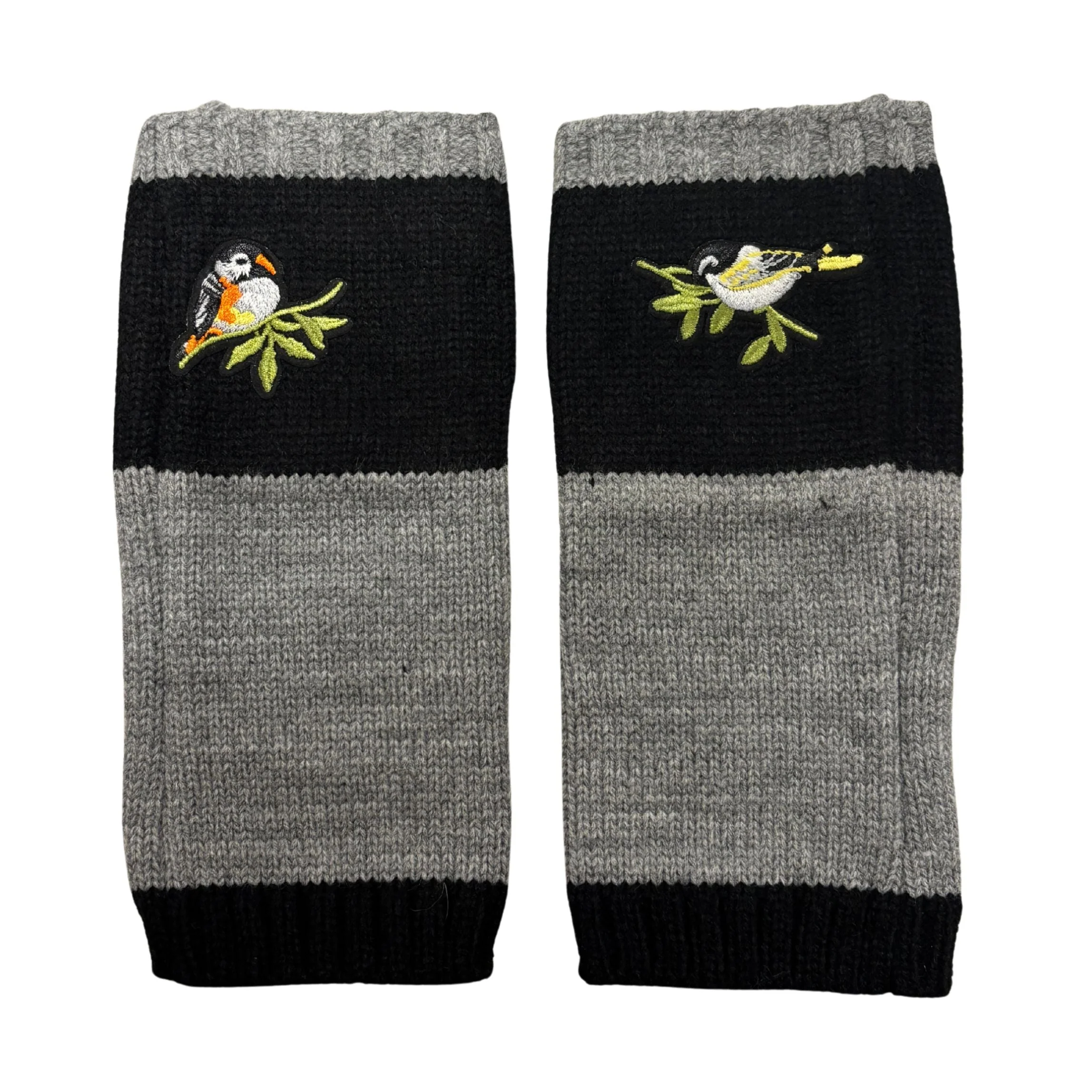 Bird Applique Arm Warmers | Fingerless Gloves in Black, Pink, or Green - Image 10