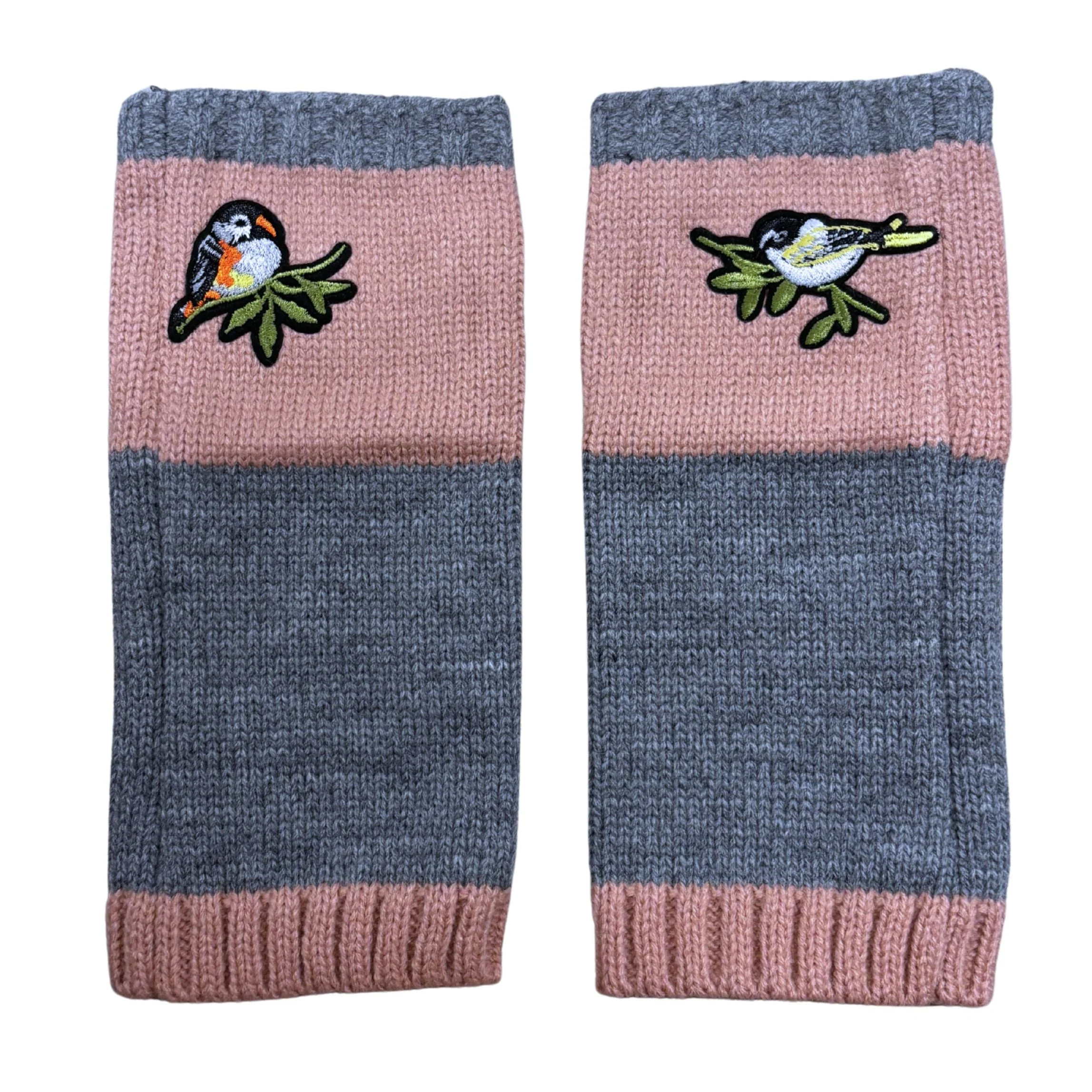 Bird Applique Arm Warmers | Fingerless Gloves in Black, Pink, or Green - Image 12