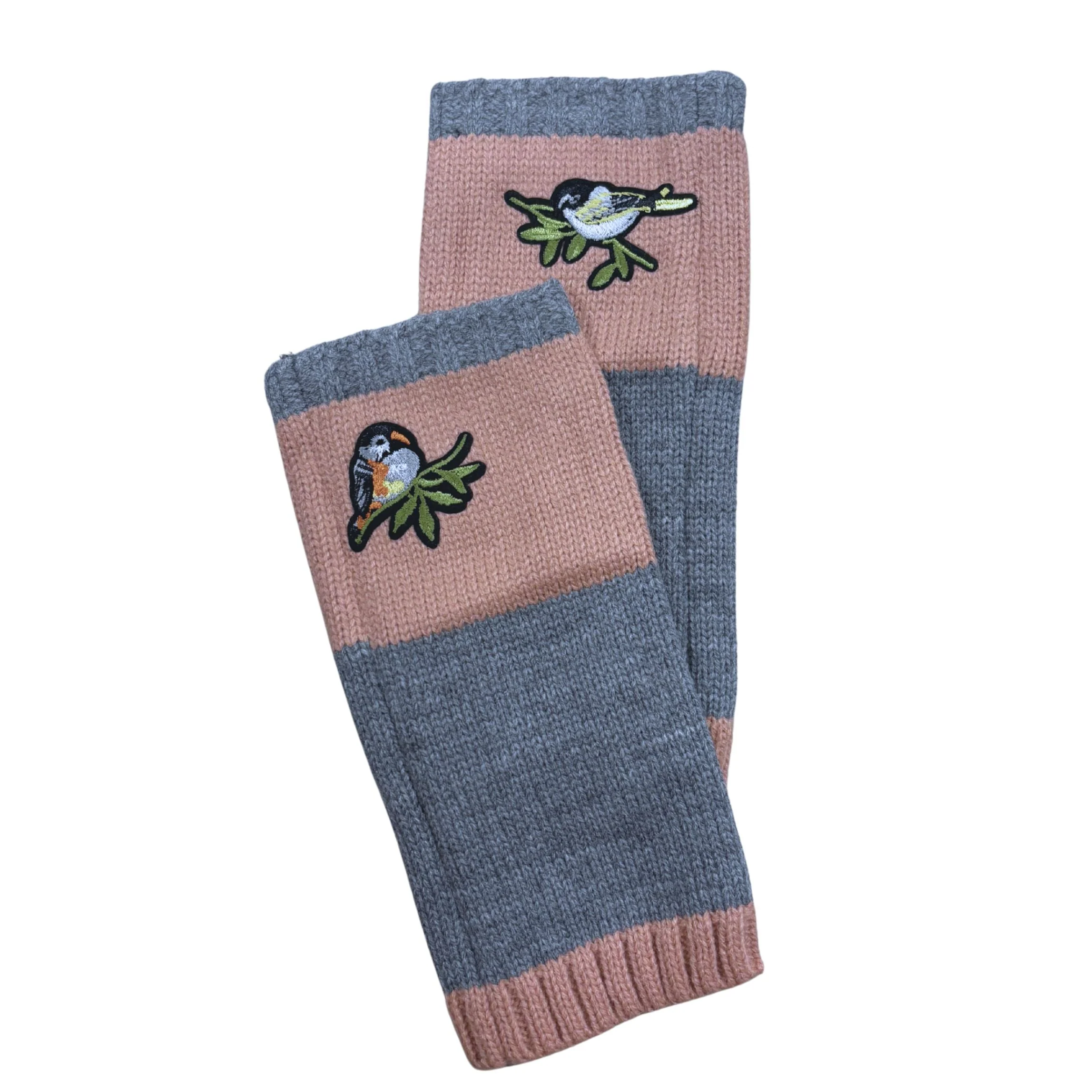 Bird Applique Arm Warmers | Fingerless Gloves in Black, Pink, or Green - Image 14