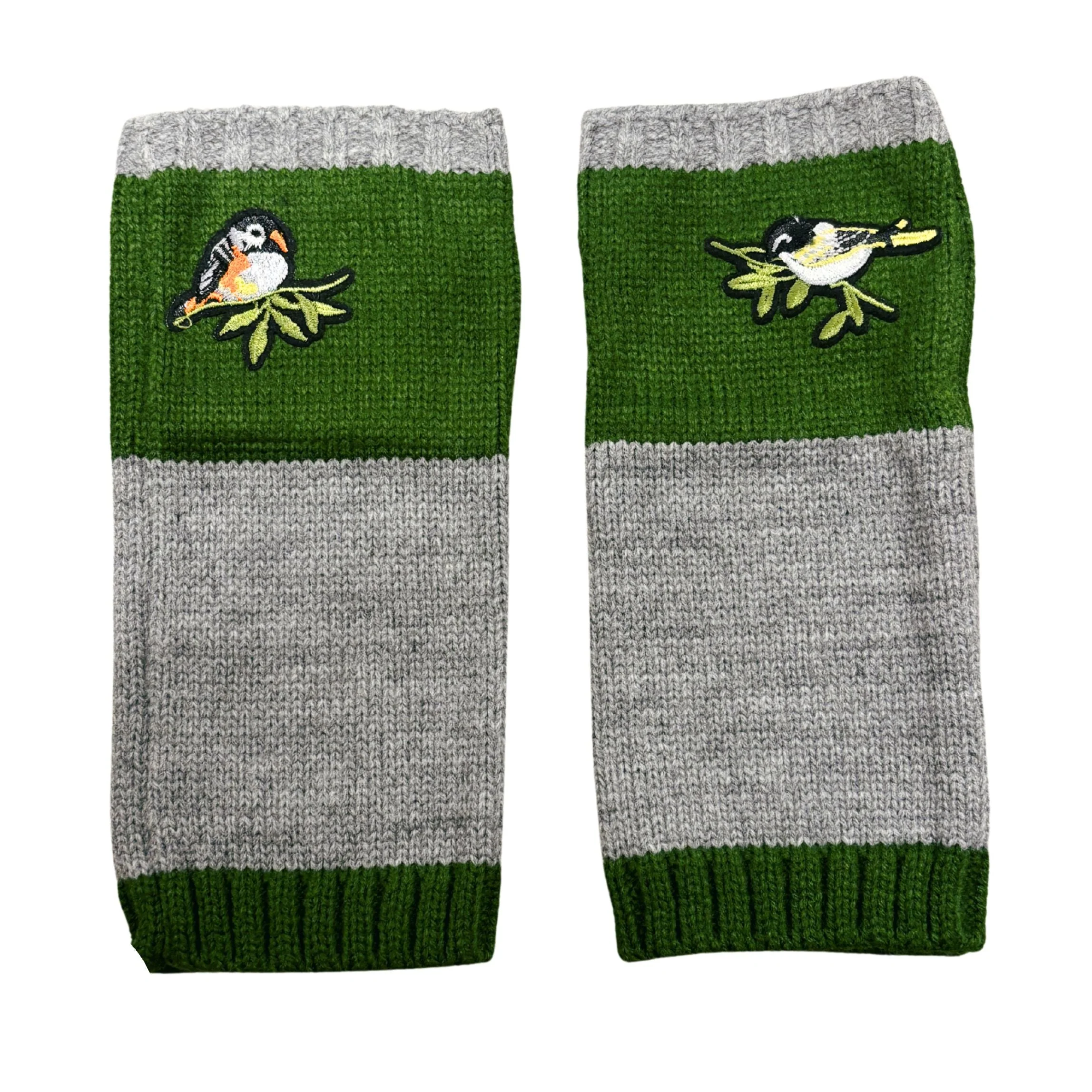 Bird Applique Arm Warmers | Fingerless Gloves in Black, Pink, or Green - Image 2