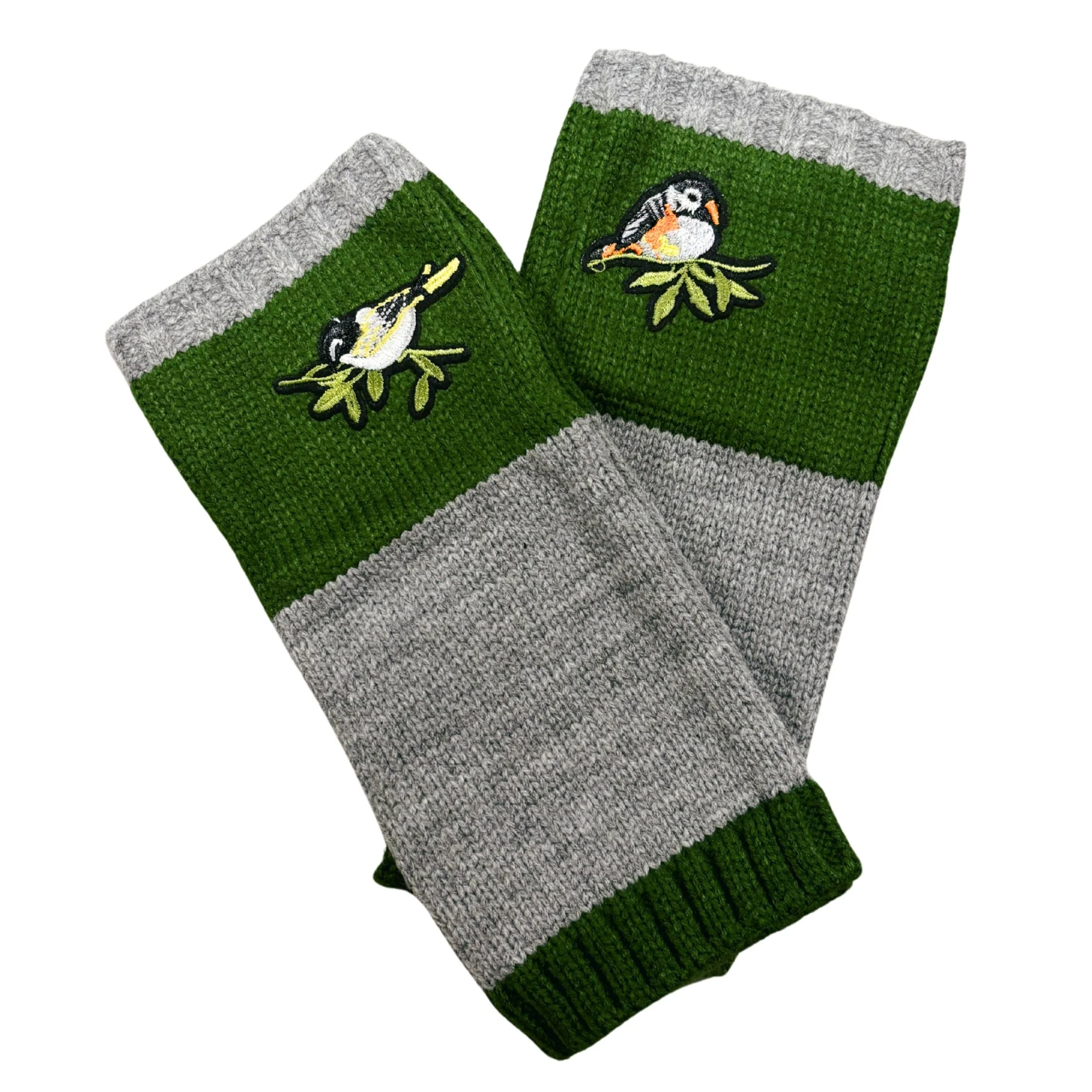 Bird Applique Arm Warmers | Fingerless Gloves in Black, Pink, or Green - Image 6