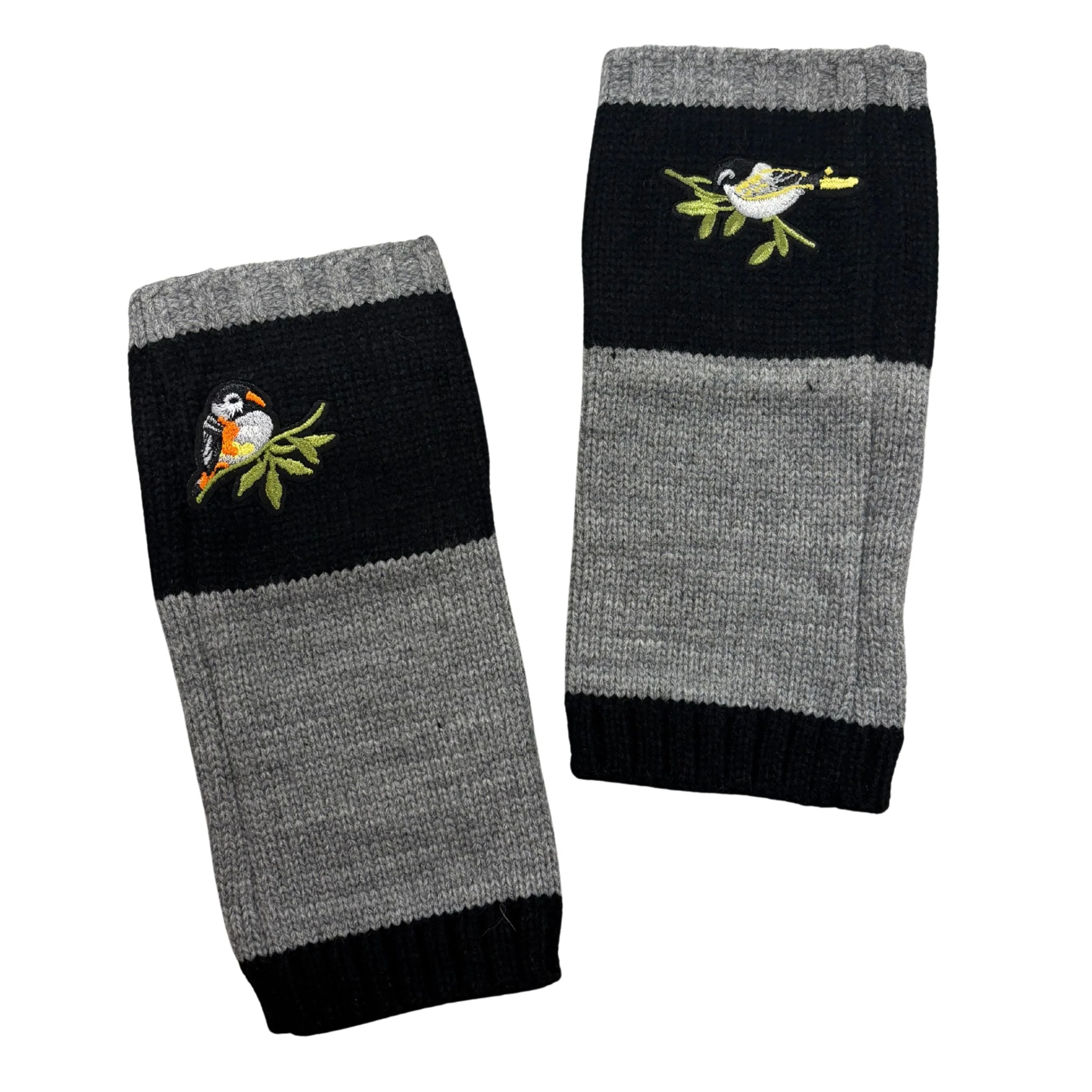 Bird Applique Arm Warmers | Fingerless Gloves in Black, Pink, or Green - Image 8