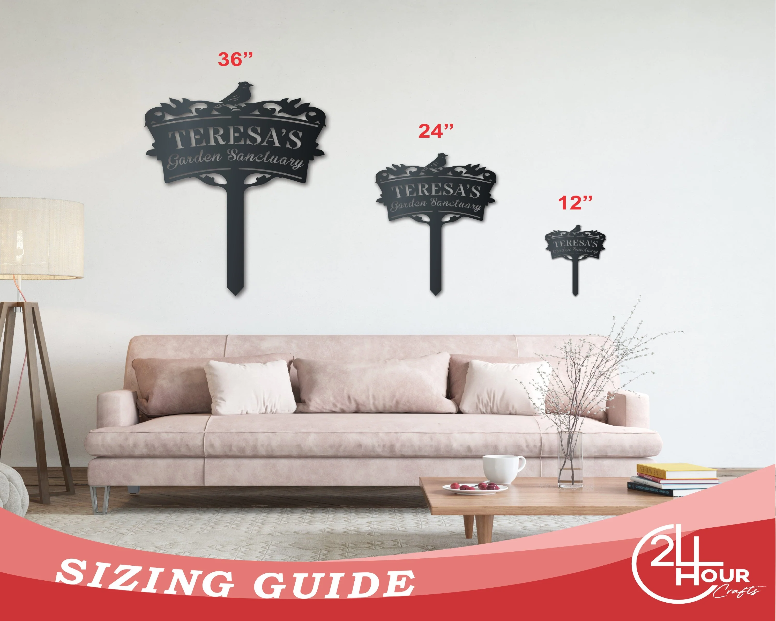 Bird Garden Stake Custom Metal Wall Art | Indoor Outdoor | Up to 46" | Over 20 Color Options - Image 3