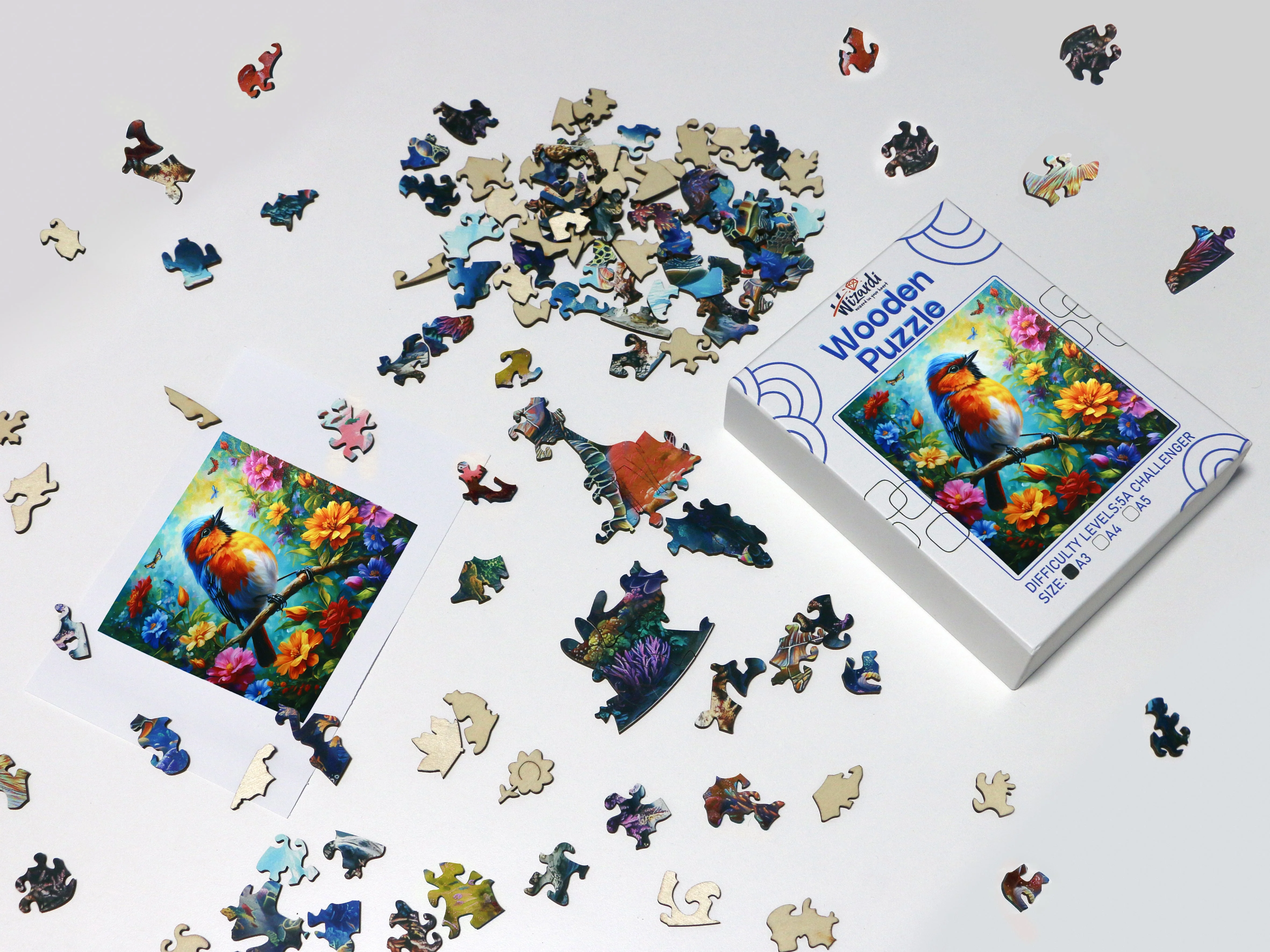 Bird in the Garden - Jigsaw Wooden Puzzle by Wizardi F07N9-11 - Image 2