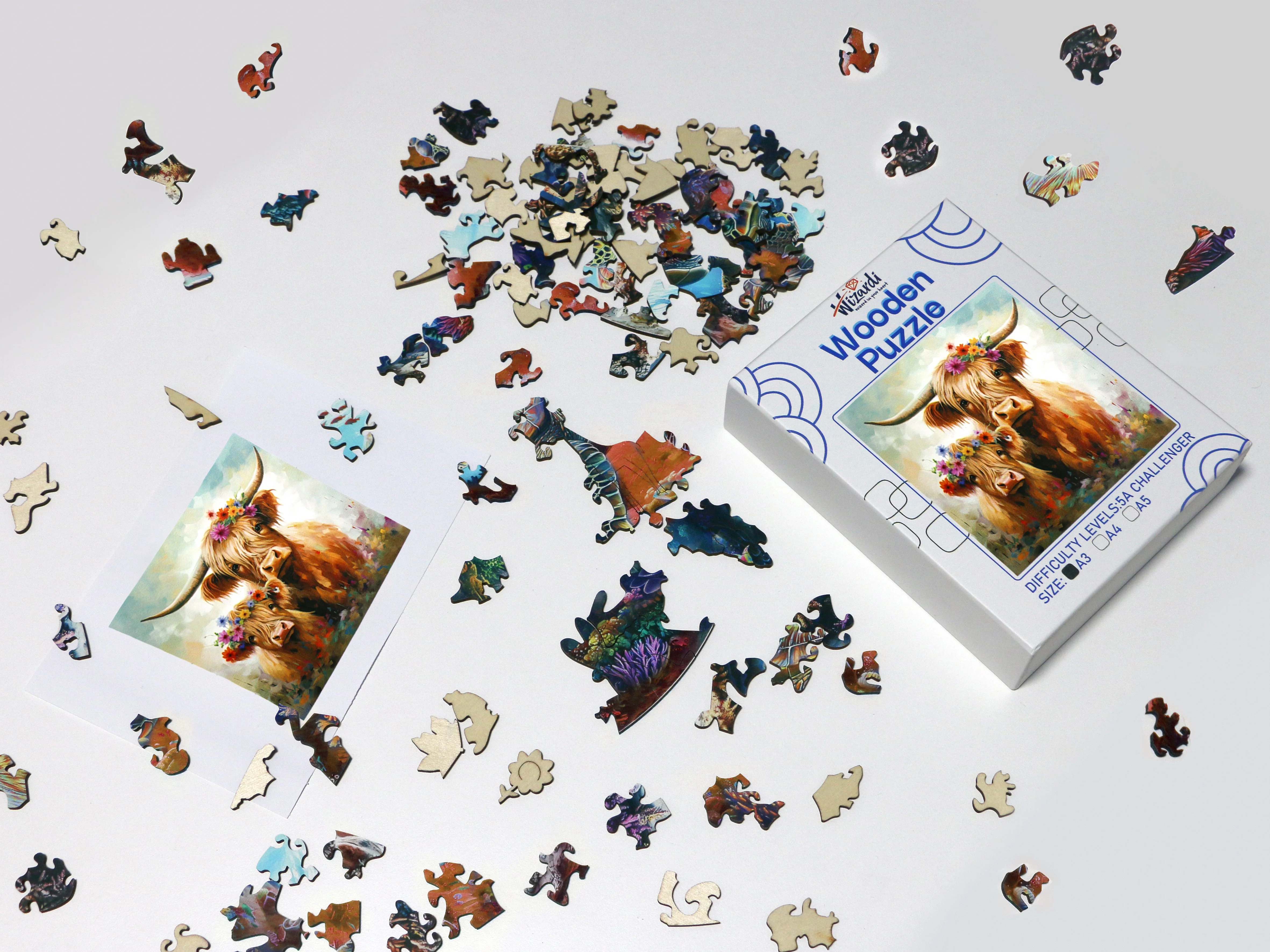 Bison - Jigsaw Wooden Puzzle by Wizardi F07N9-4 - Image 2