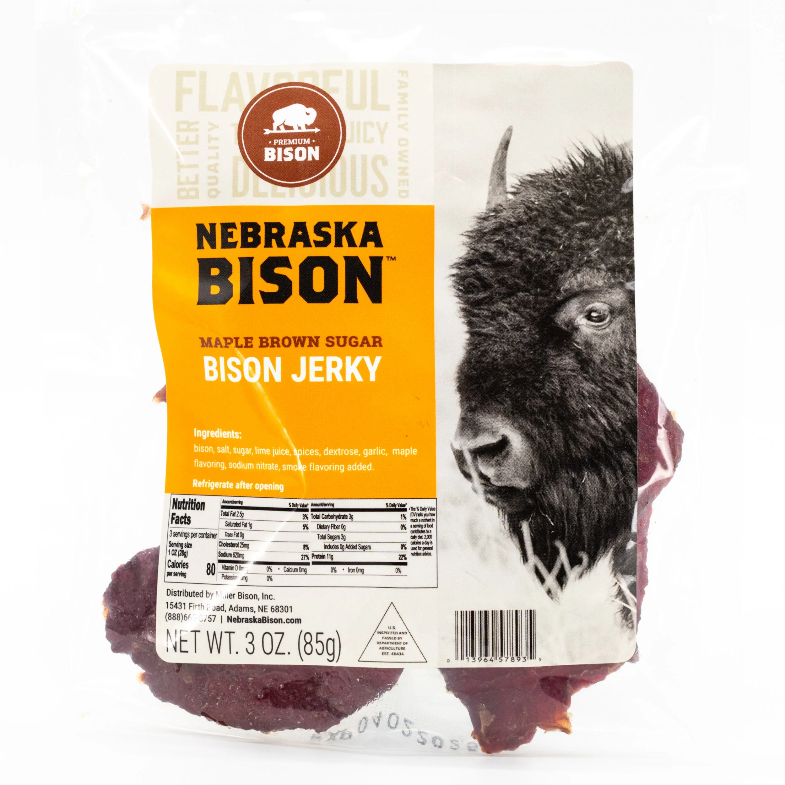 Bison Maple Brown Sugar Jerky | 3 oz | Pack of 2 | Nebraska Bison - Image 2