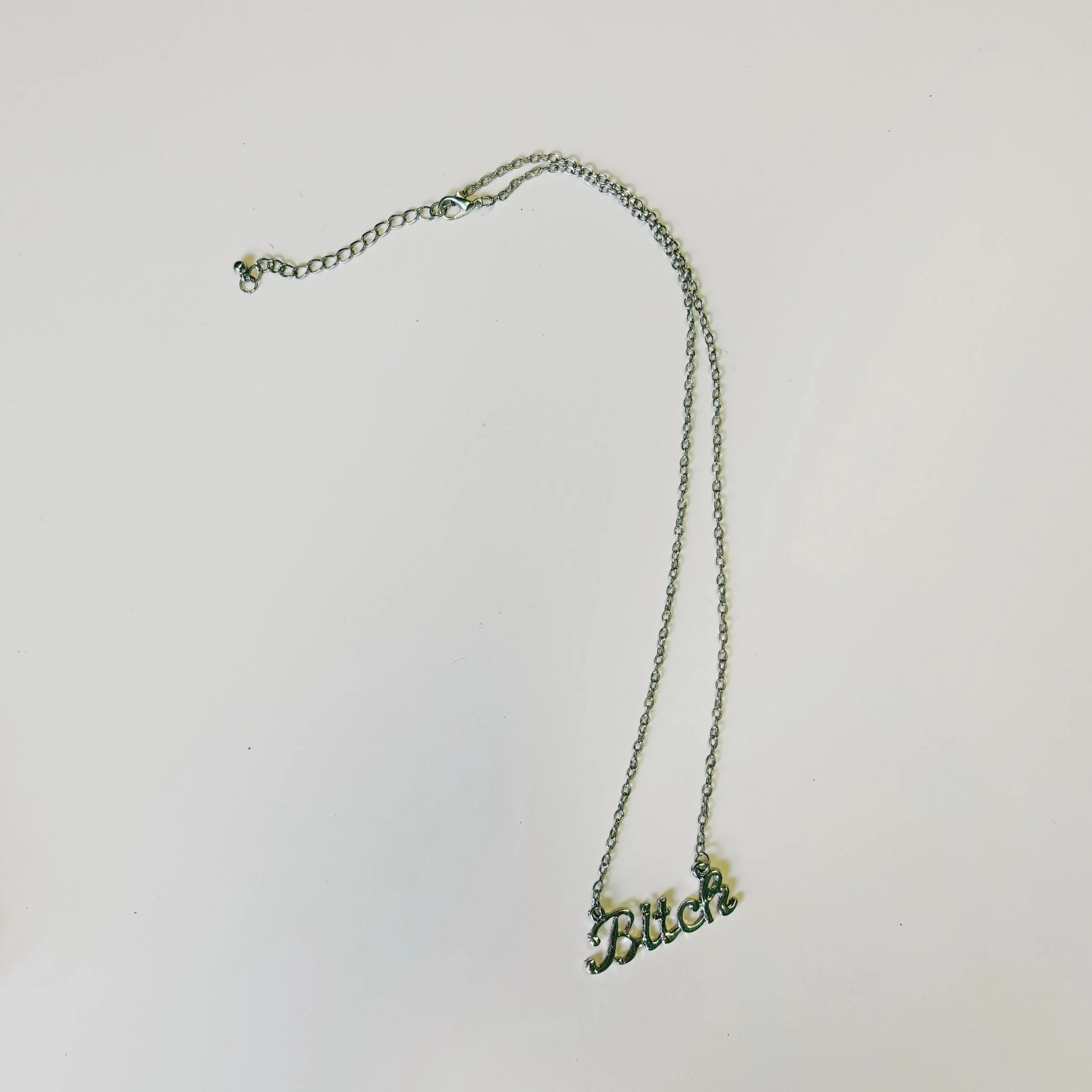 Bitch Script Nameplate Necklace in Silver or Gold - Image 3