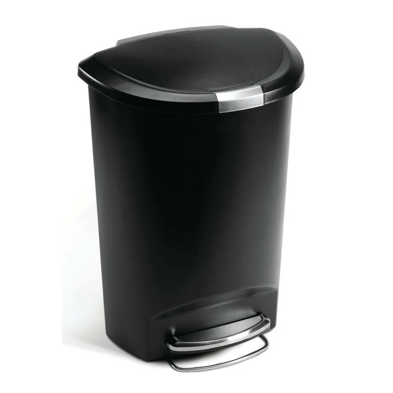 Black 13-Gallon Kitchen Trash Can with Foot Pedal Step Lid - Image 2