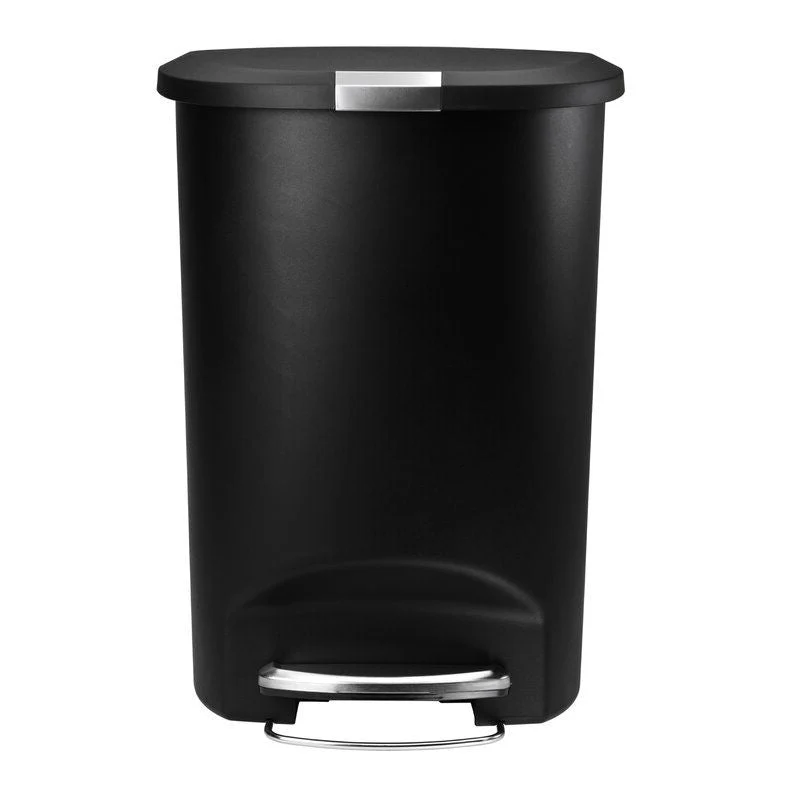 Black 13-Gallon Kitchen Trash Can with Foot Pedal Step Lid - Image 3
