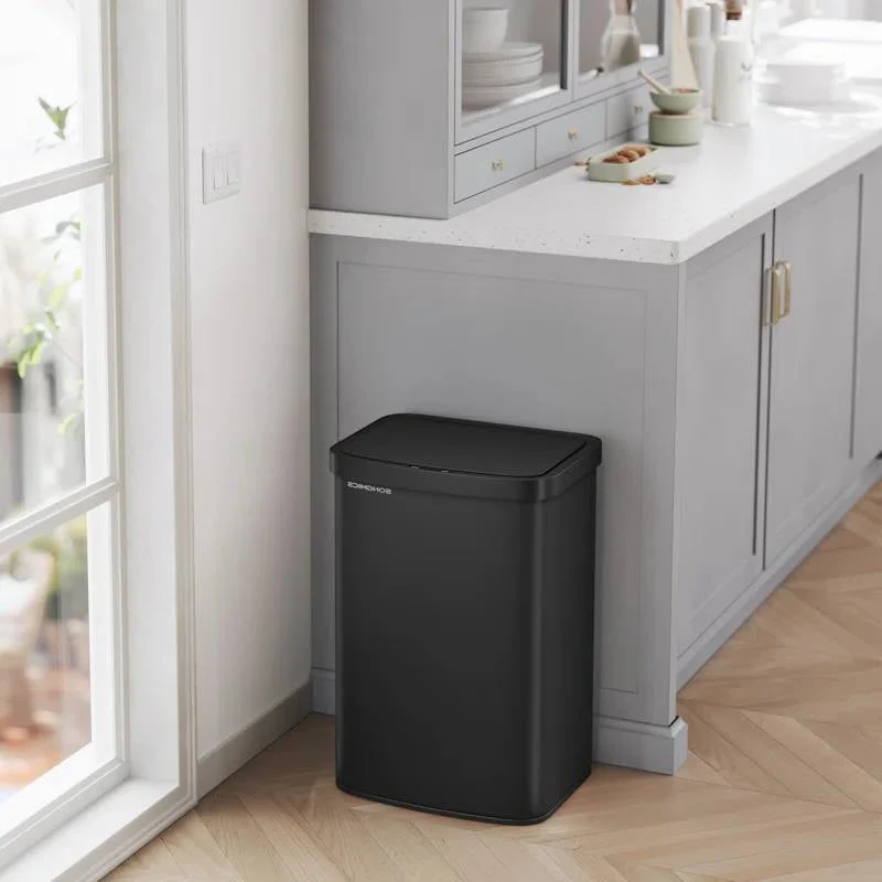 Black 13-Gallon Kitchen Trash Can with Motion Sensor Lid and Carbon Filter - Image 2