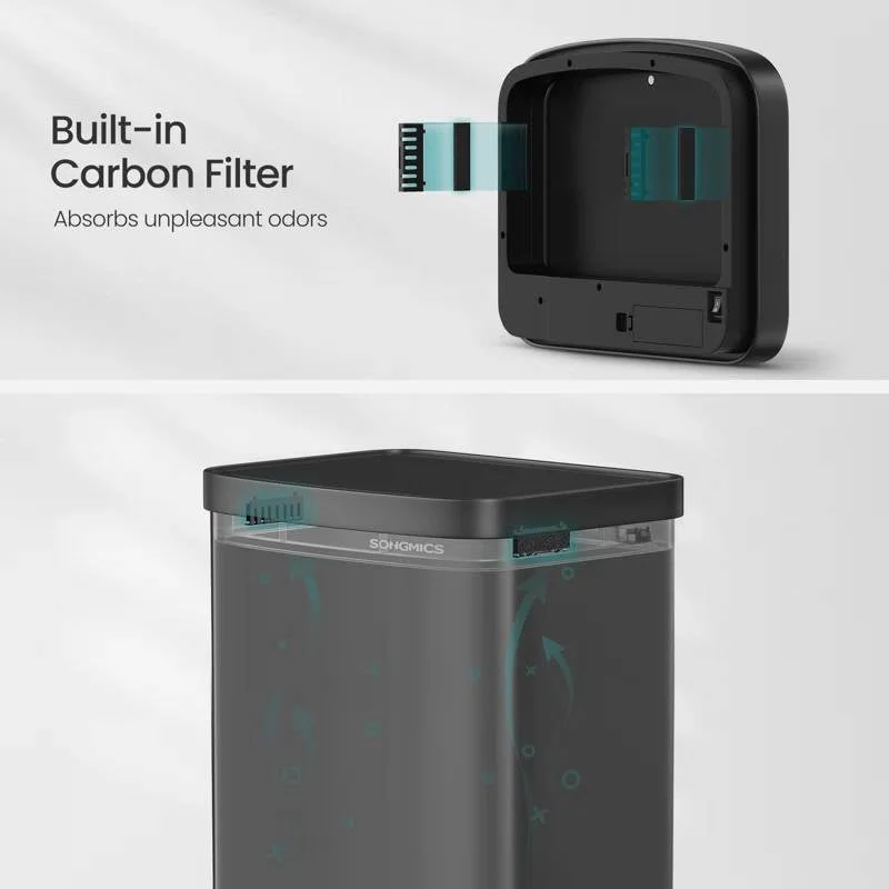Black 13-Gallon Kitchen Trash Can with Motion Sensor Lid and Carbon Filter - Image 4