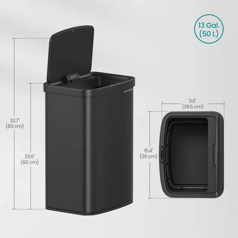 Black 13-Gallon Kitchen Trash Can with Motion Sensor Lid and Carbon Filter - Image 5