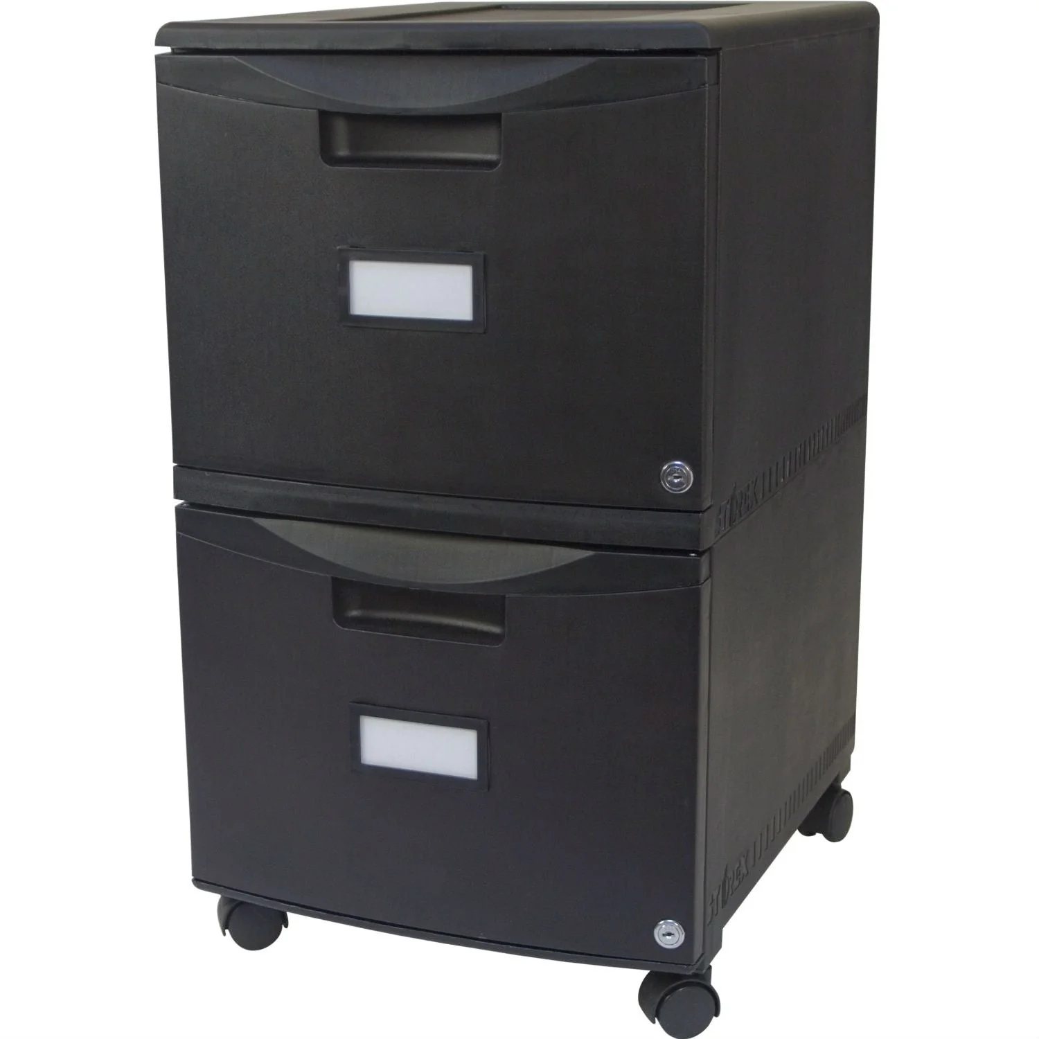 Black 2-Drawer Locking Letter/Legal size File Cabinet with Casters/Wheels - Image 2