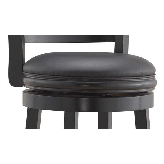 Black 29-inch Swivel Seat Barstool with Faux Leather Cushion Seat - Image 2