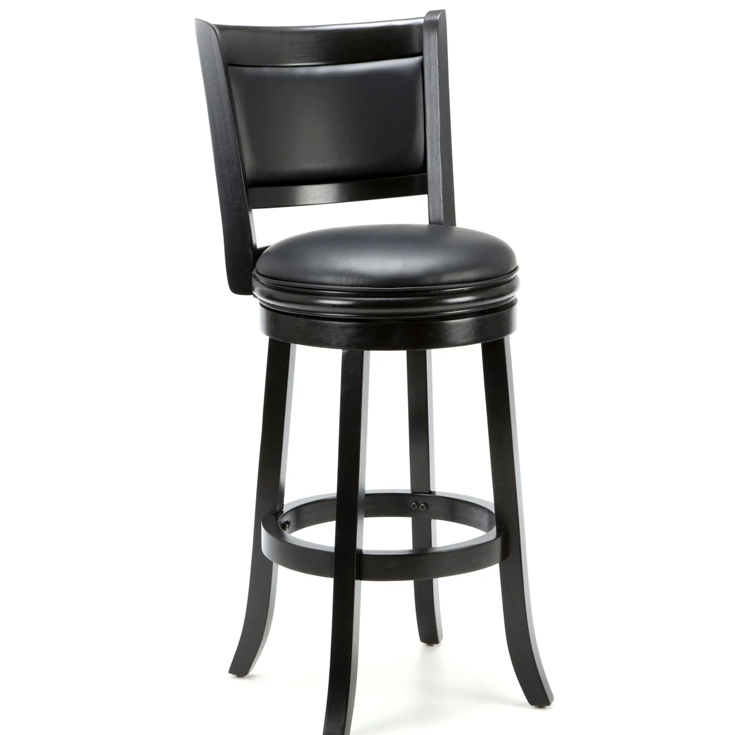 Black 29-inch Swivel Seat Barstool with Faux Leather Cushion Seat - Image 4