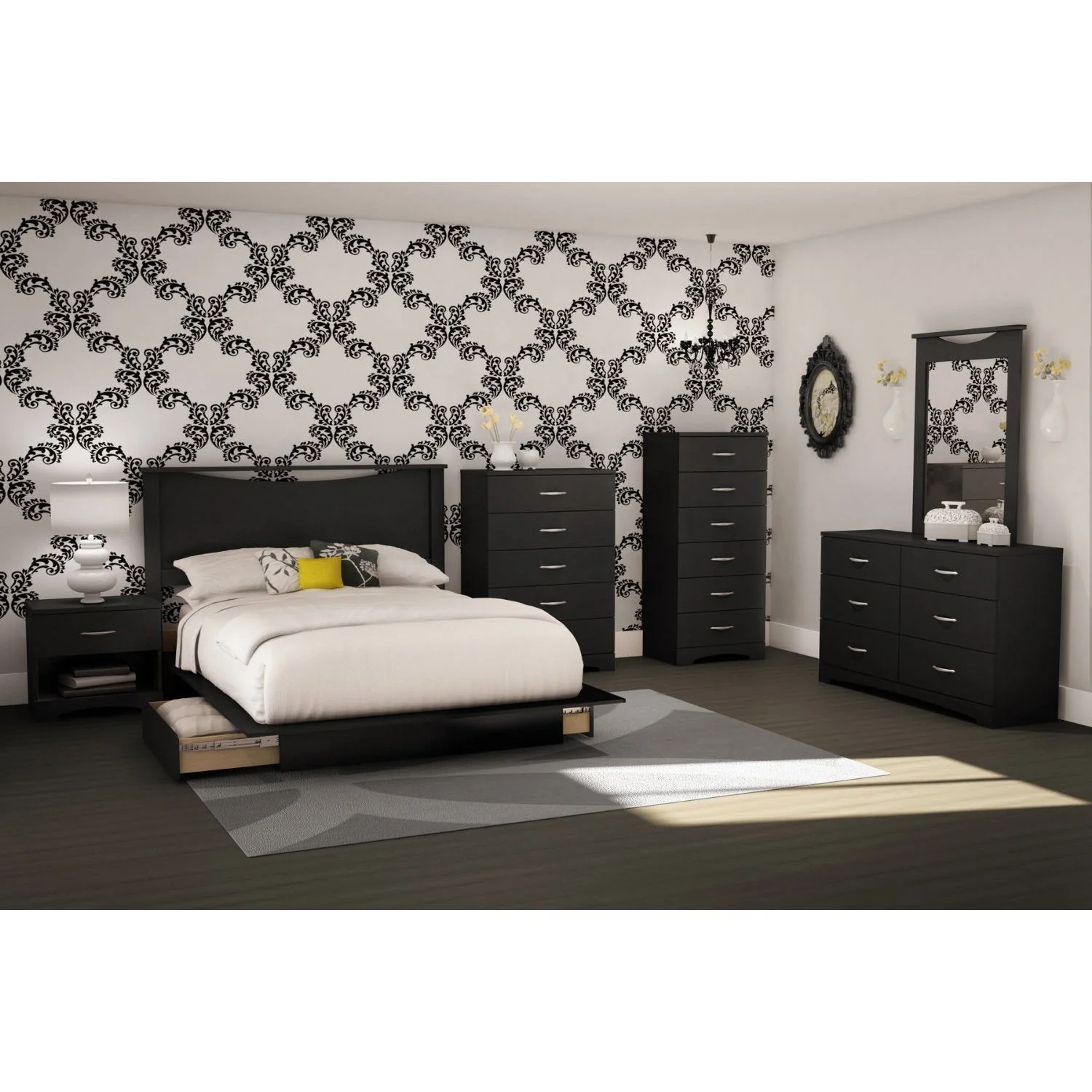 Black 6-Drawer Lingerie Chest for Contemporary Bedroom - Image 3