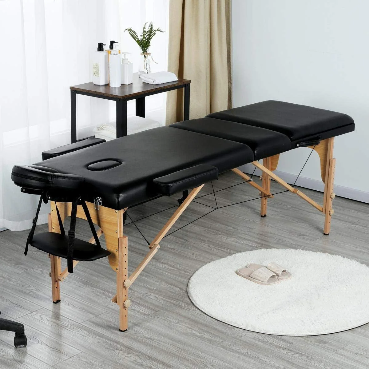 Black Adjustable Portable Massage Tattoo Folding Elevated Table - Image 2