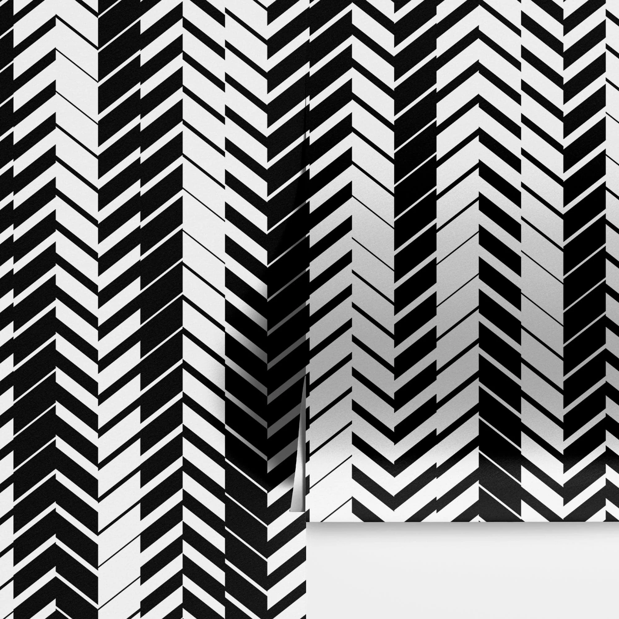 Black and White Minimal Retro Stripes Pattern Wallpaper. #7033 - Image 10
