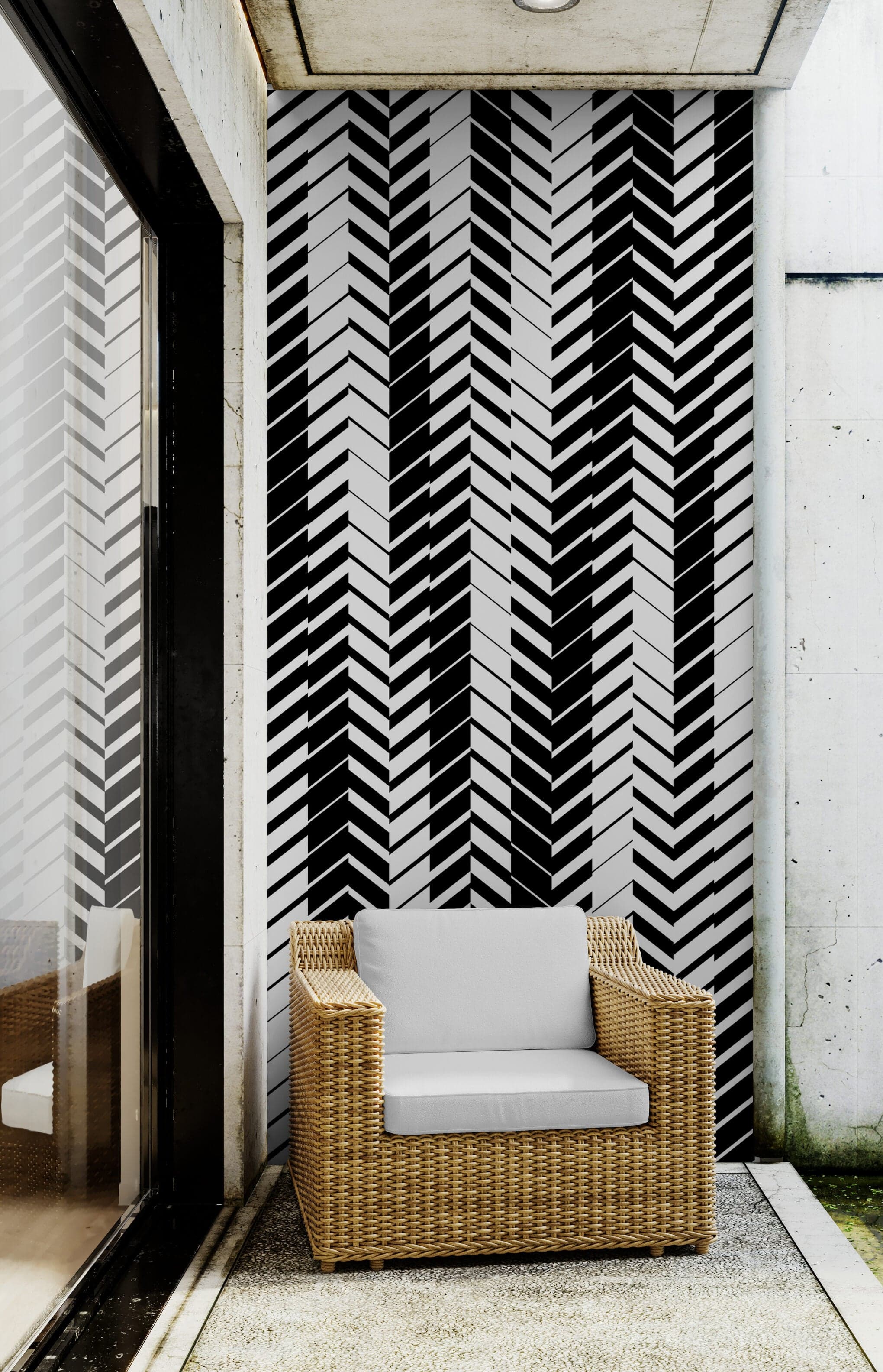 Black and White Minimal Retro Stripes Pattern Wallpaper. #7033 - Image 3