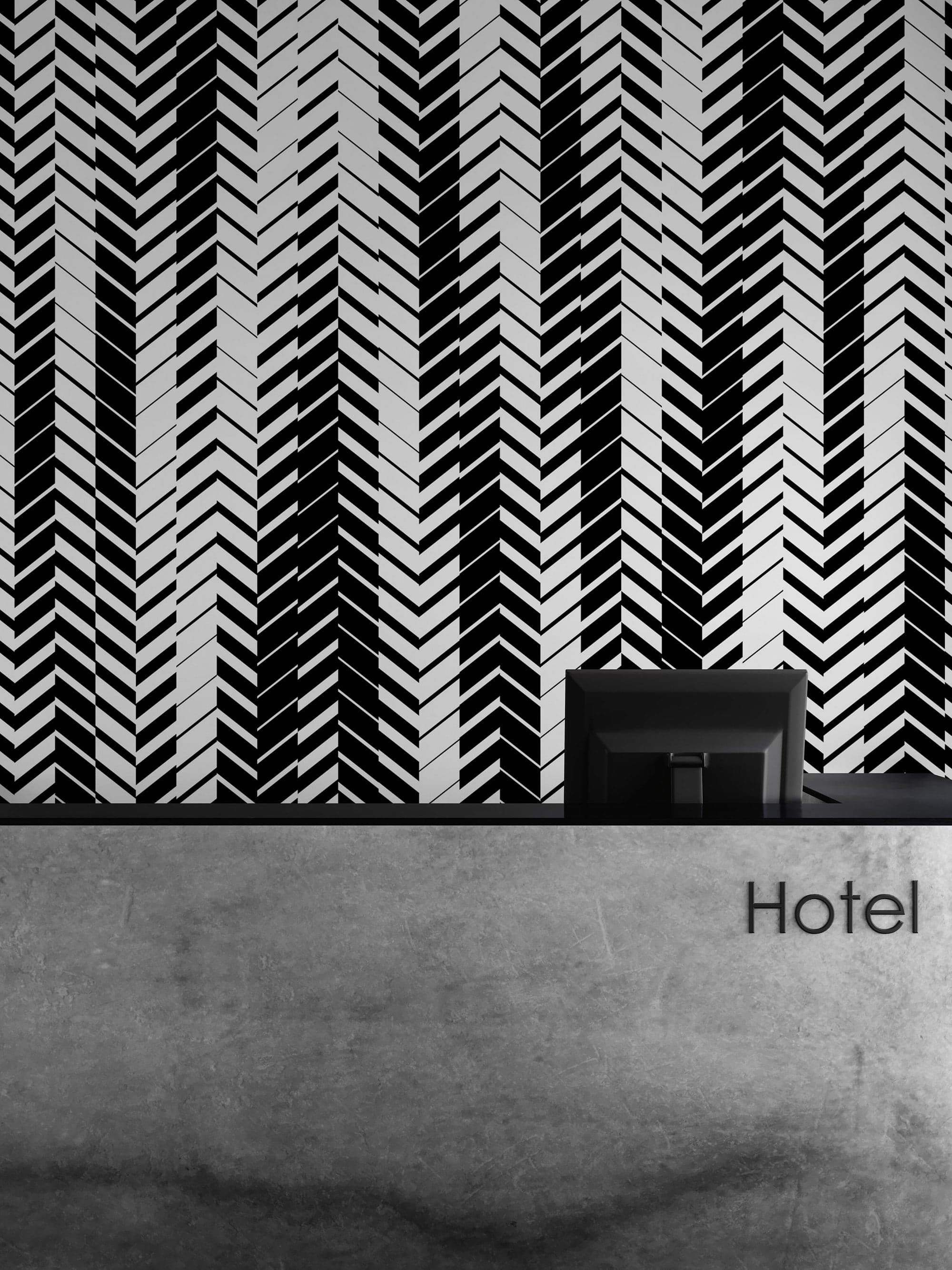 Black and White Minimal Retro Stripes Pattern Wallpaper. #7033 - Image 6