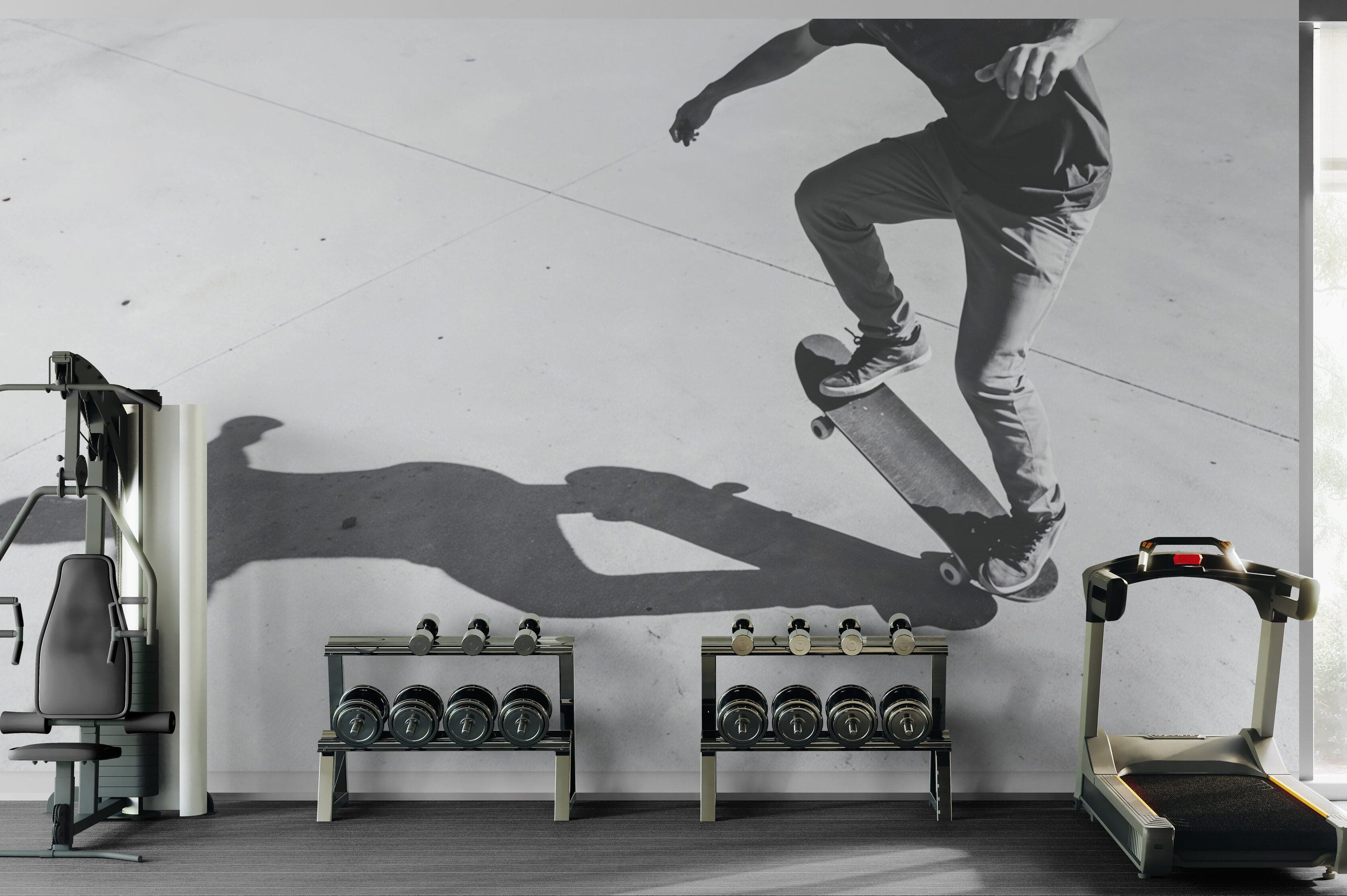 Black and White Skateboard Urban Wall Mural. #7066 - Image 3