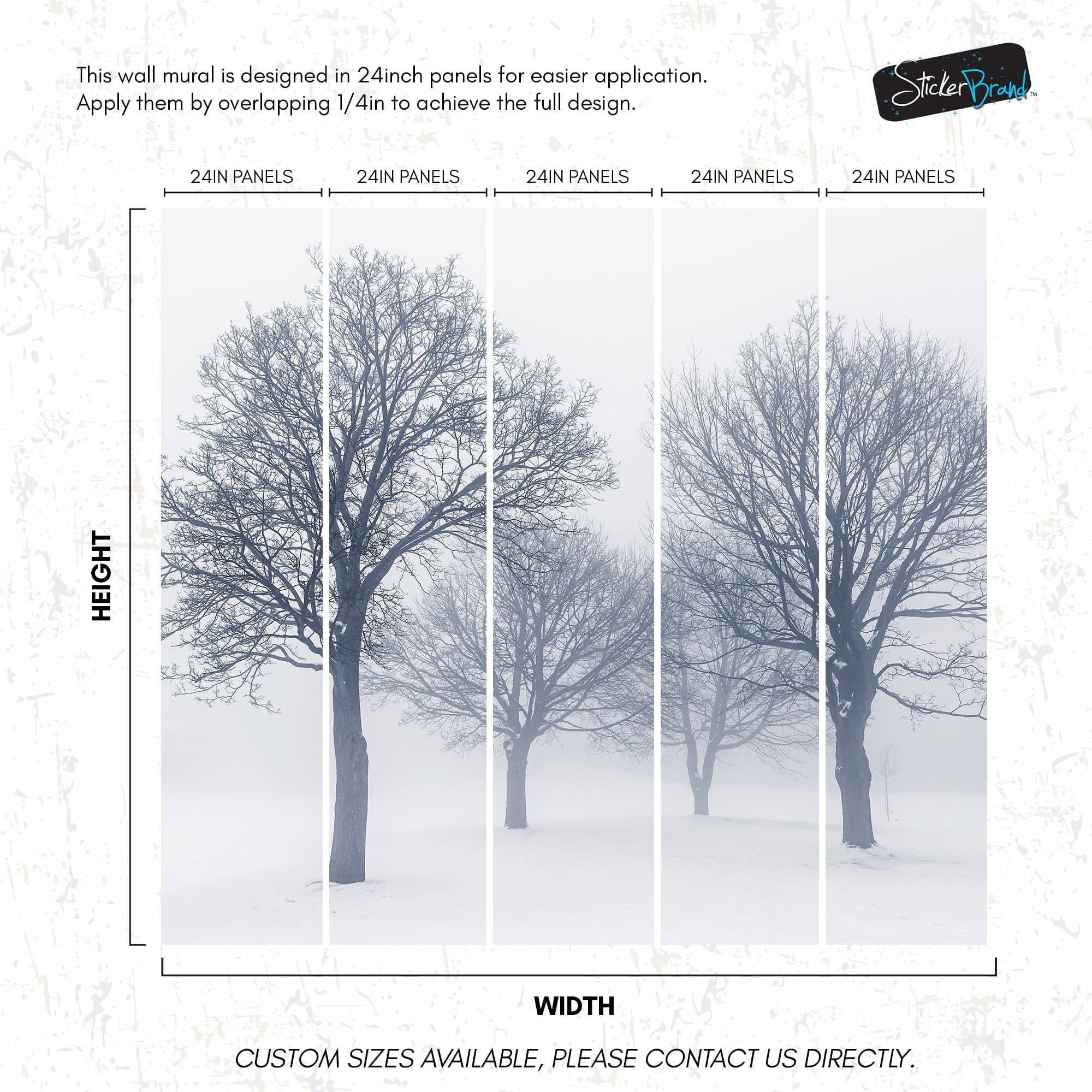 Black and White Snow Covered Trees Winter Landscape Wall Mural. #7042 - Image 10