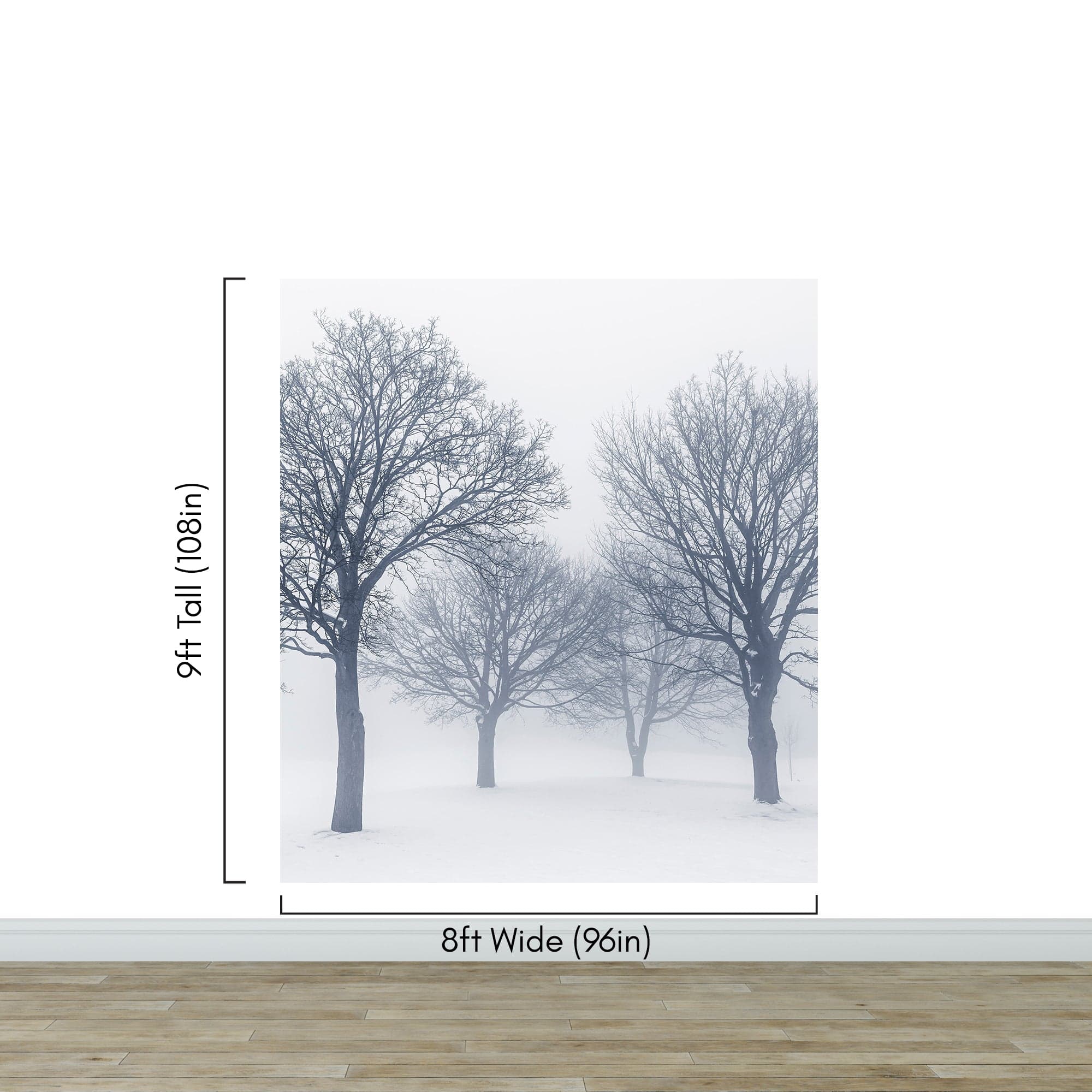 Black and White Snow Covered Trees Winter Landscape Wall Mural. #7042 - Image 12