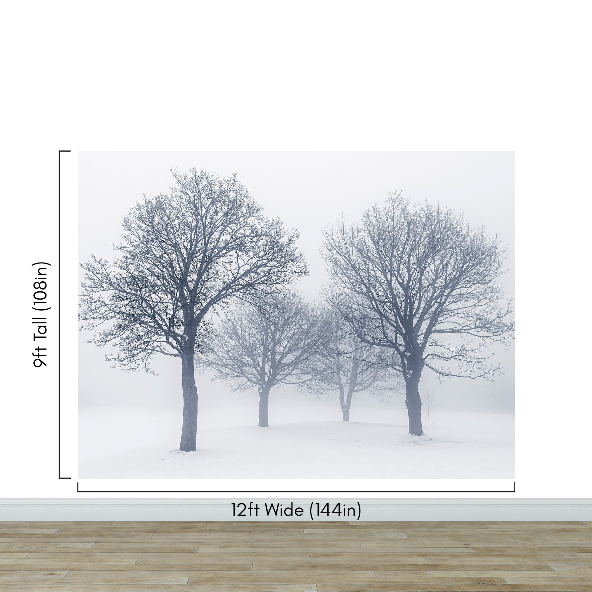 Black and White Snow Covered Trees Winter Landscape Wall Mural. #7042 - Image 13