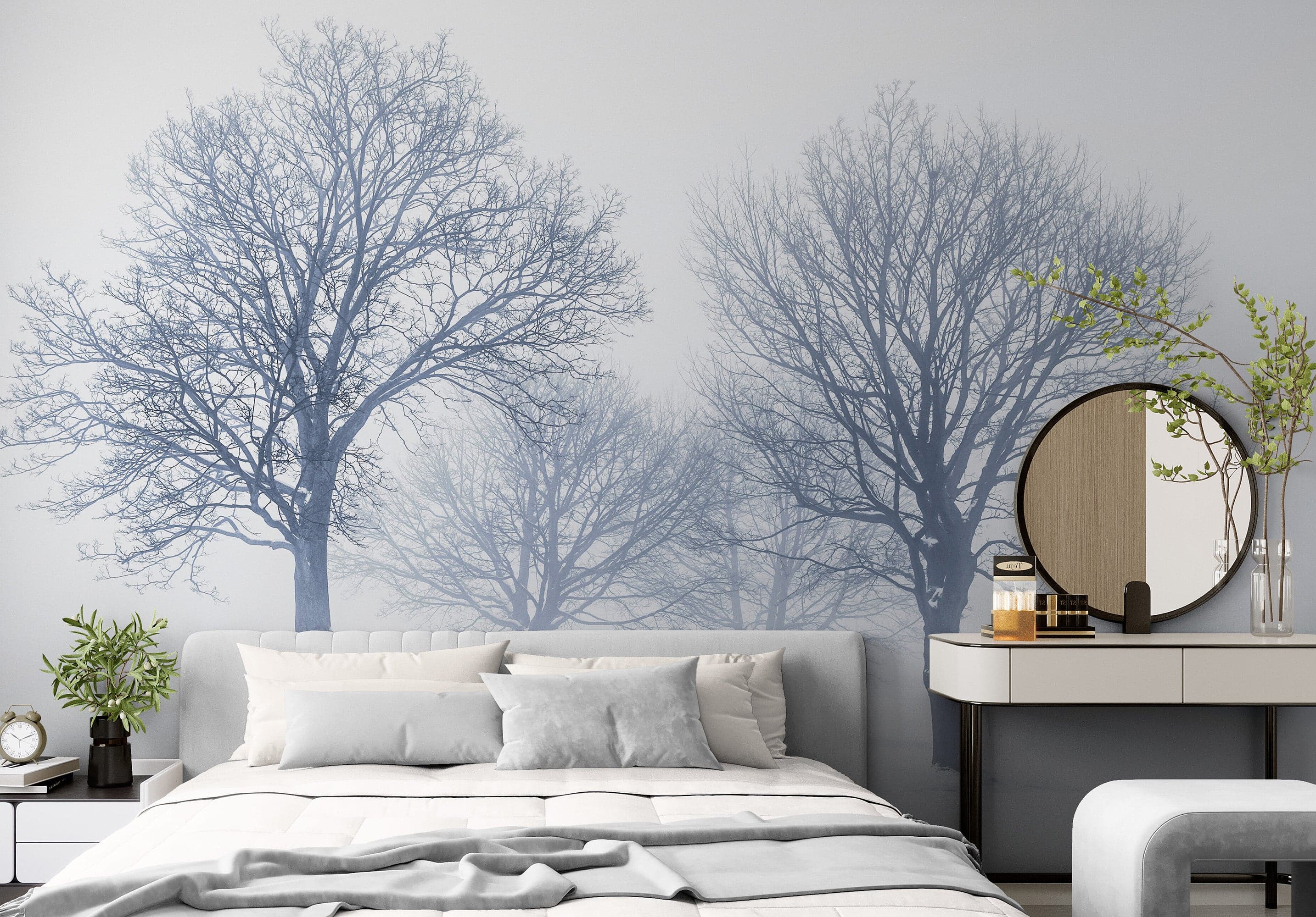 Black and White Snow Covered Trees Winter Landscape Wall Mural. #7042 - Image 2