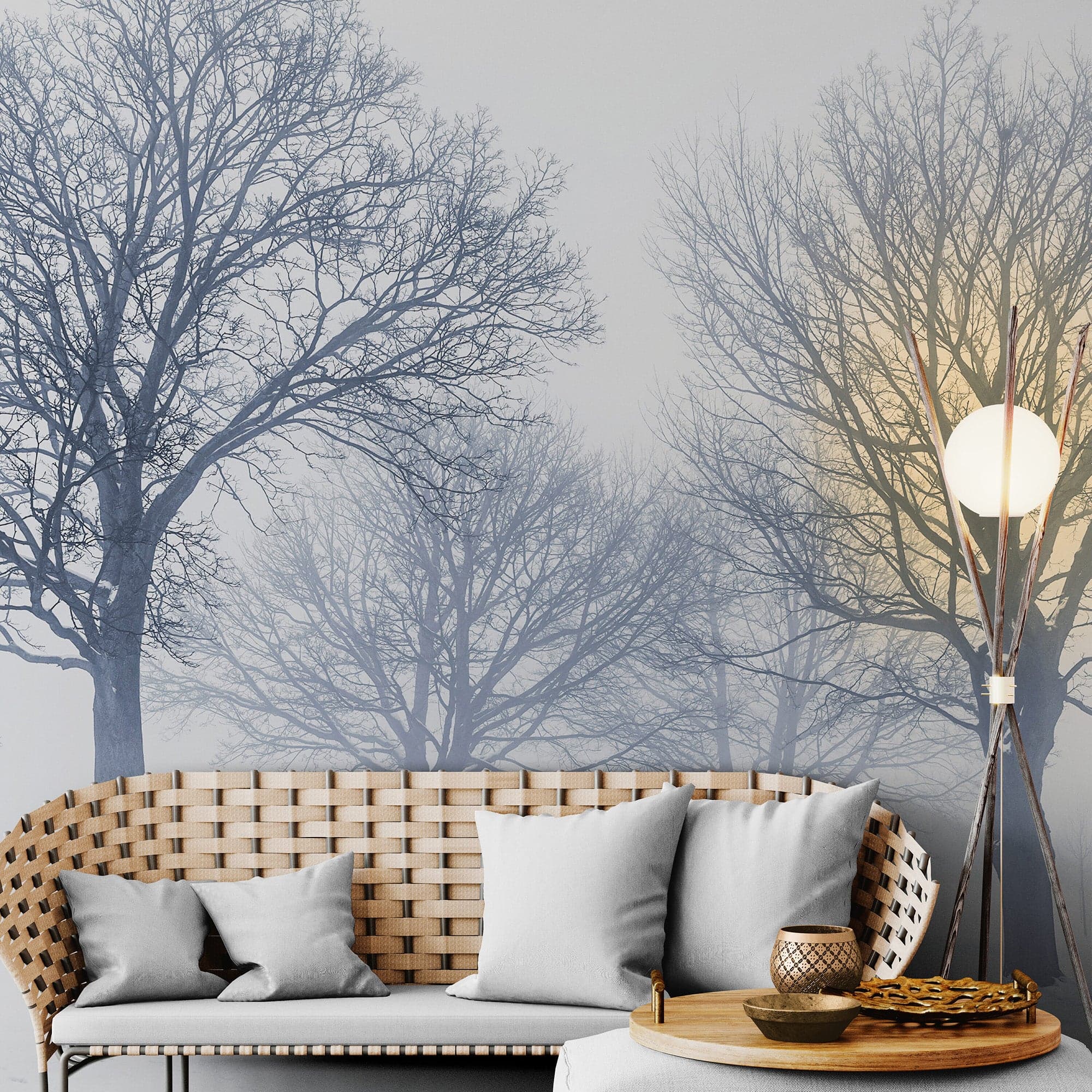 Black and White Snow Covered Trees Winter Landscape Wall Mural. #7042 - Image 4