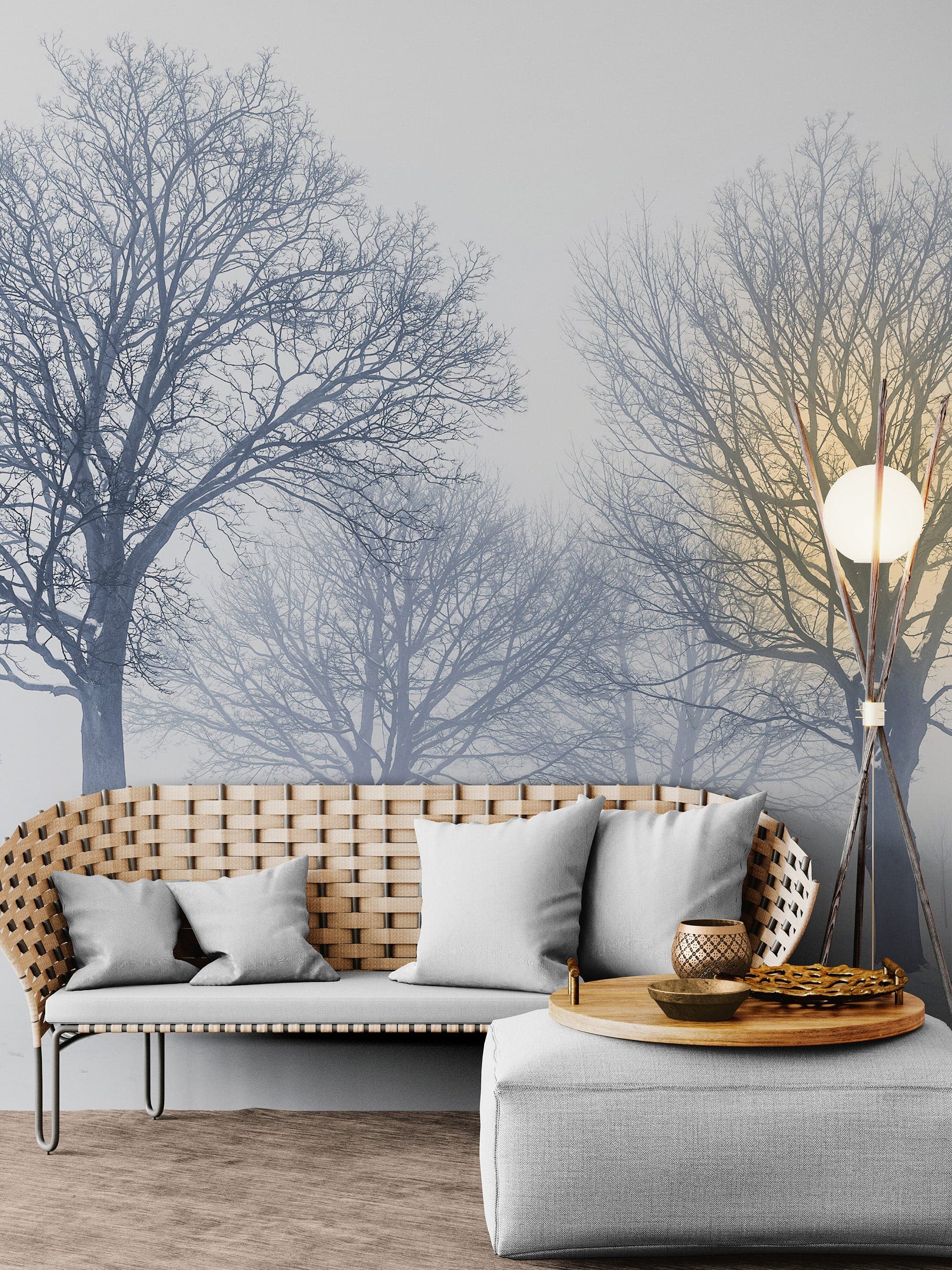 Black and White Snow Covered Trees Winter Landscape Wall Mural. #7042 - Image 5