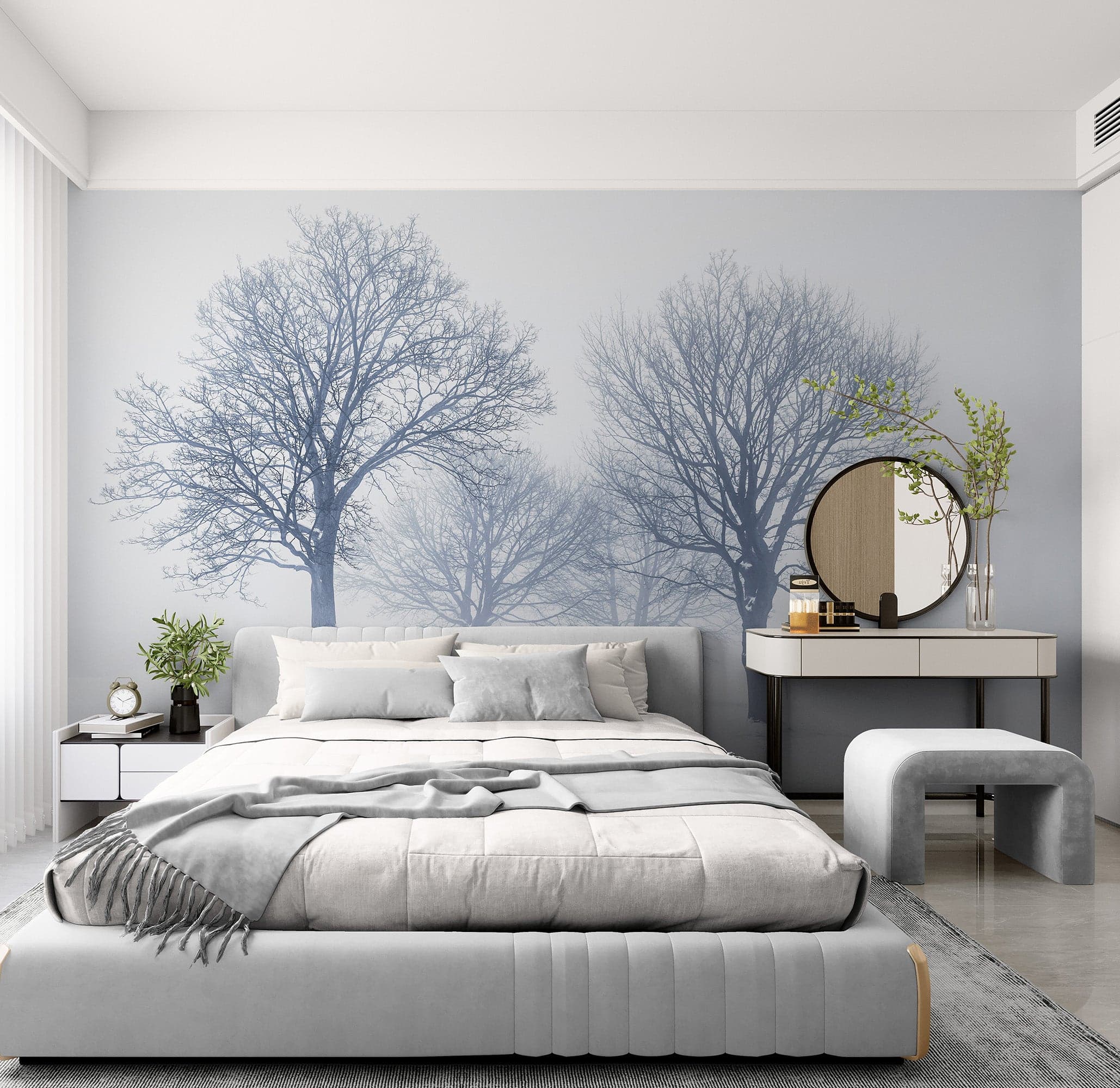 Black and White Snow Covered Trees Winter Landscape Wall Mural. #7042 - Image 7