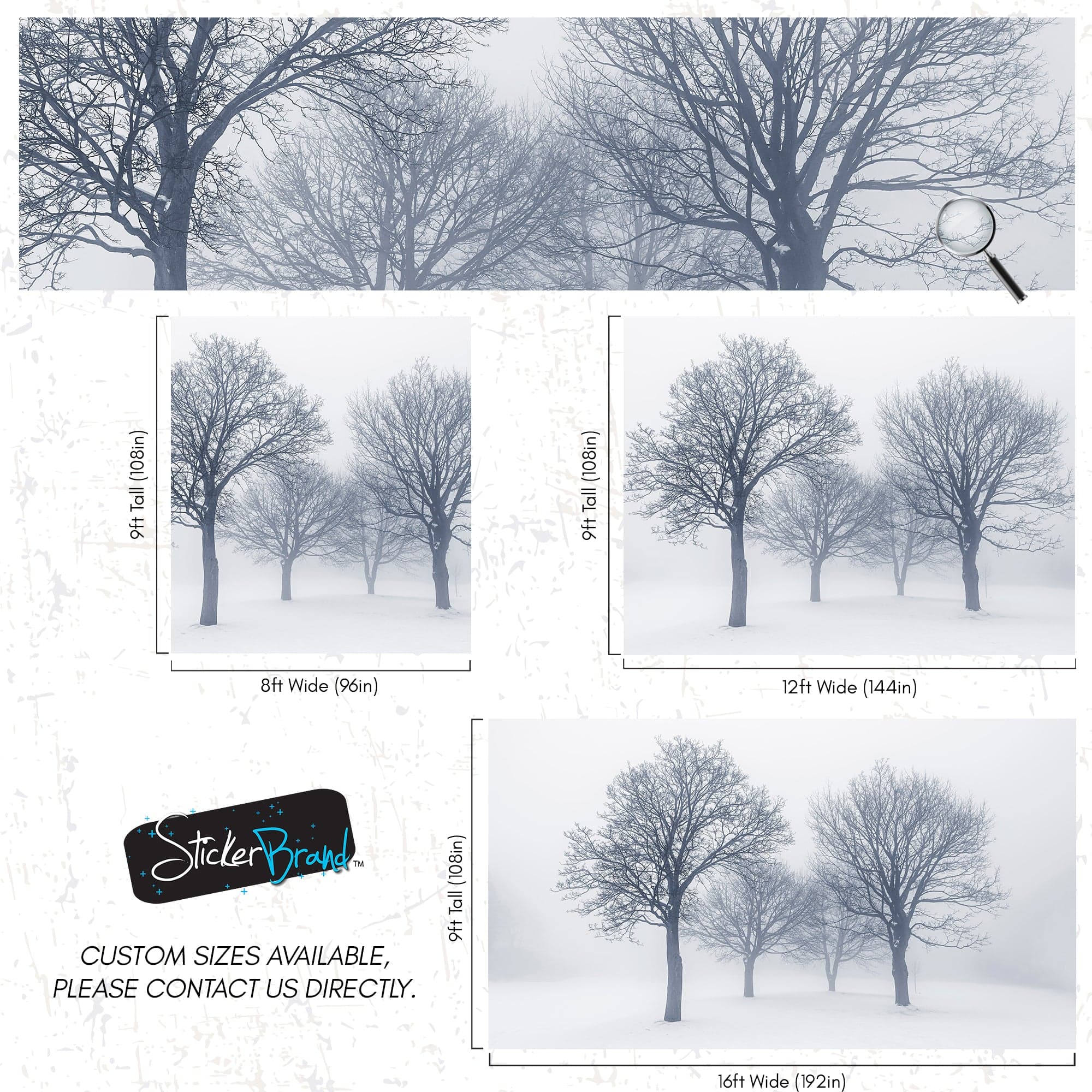 Black and White Snow Covered Trees Winter Landscape Wall Mural. #7042 - Image 9