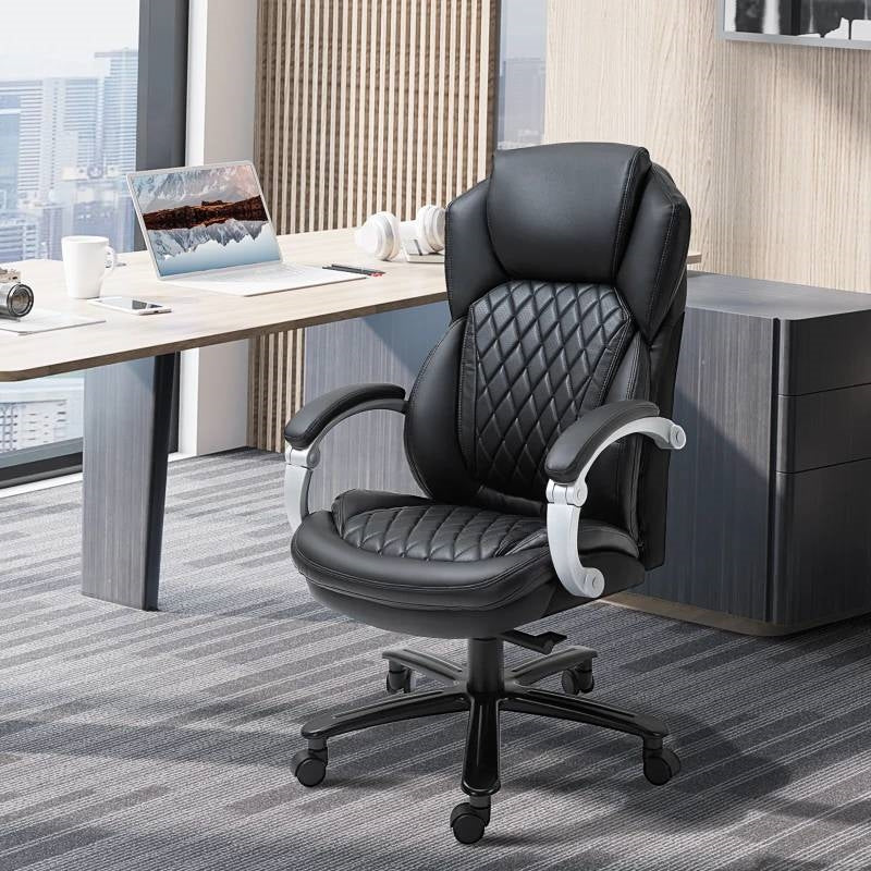 Black Big and Tall Diamond Stitching Executive Adjustable Height Office Chair - Image 2