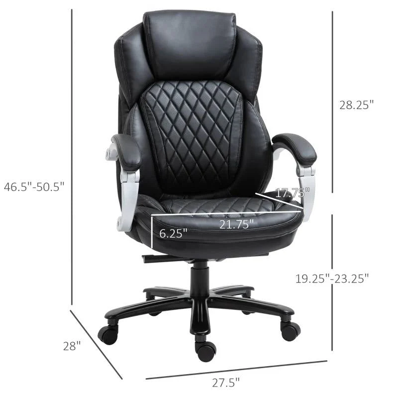 Black Big and Tall Diamond Stitching Executive Adjustable Height Office Chair - Image 5