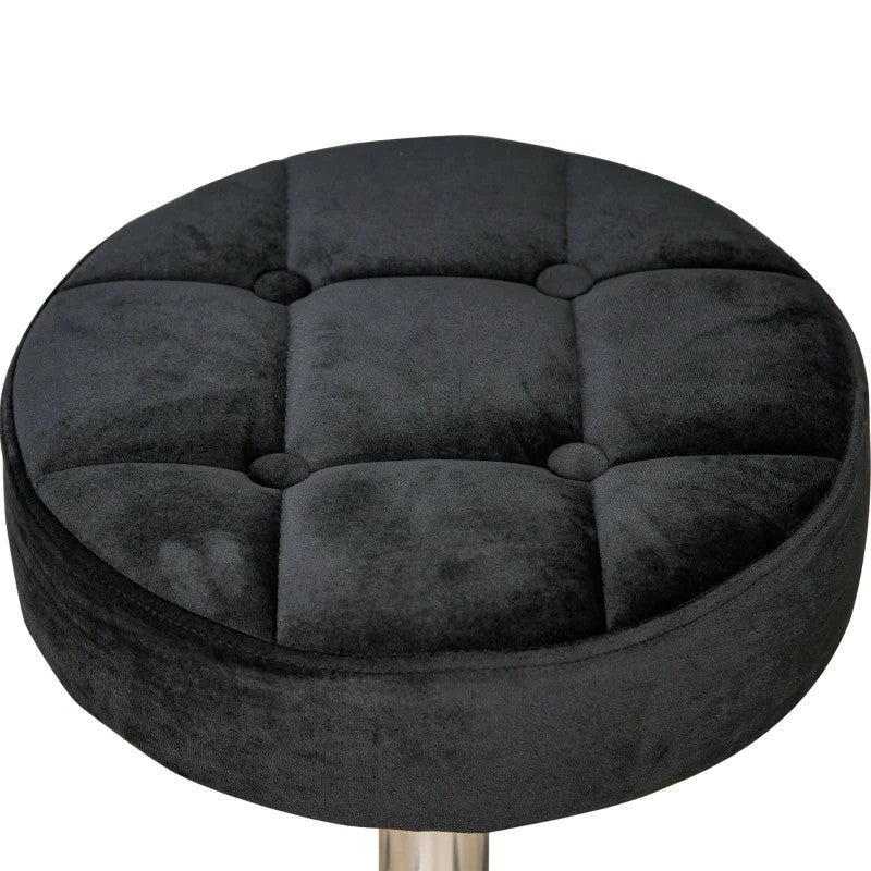 Black Button Tufted Adjustable Rolling Massage Swivel Salon Stool - Image 3