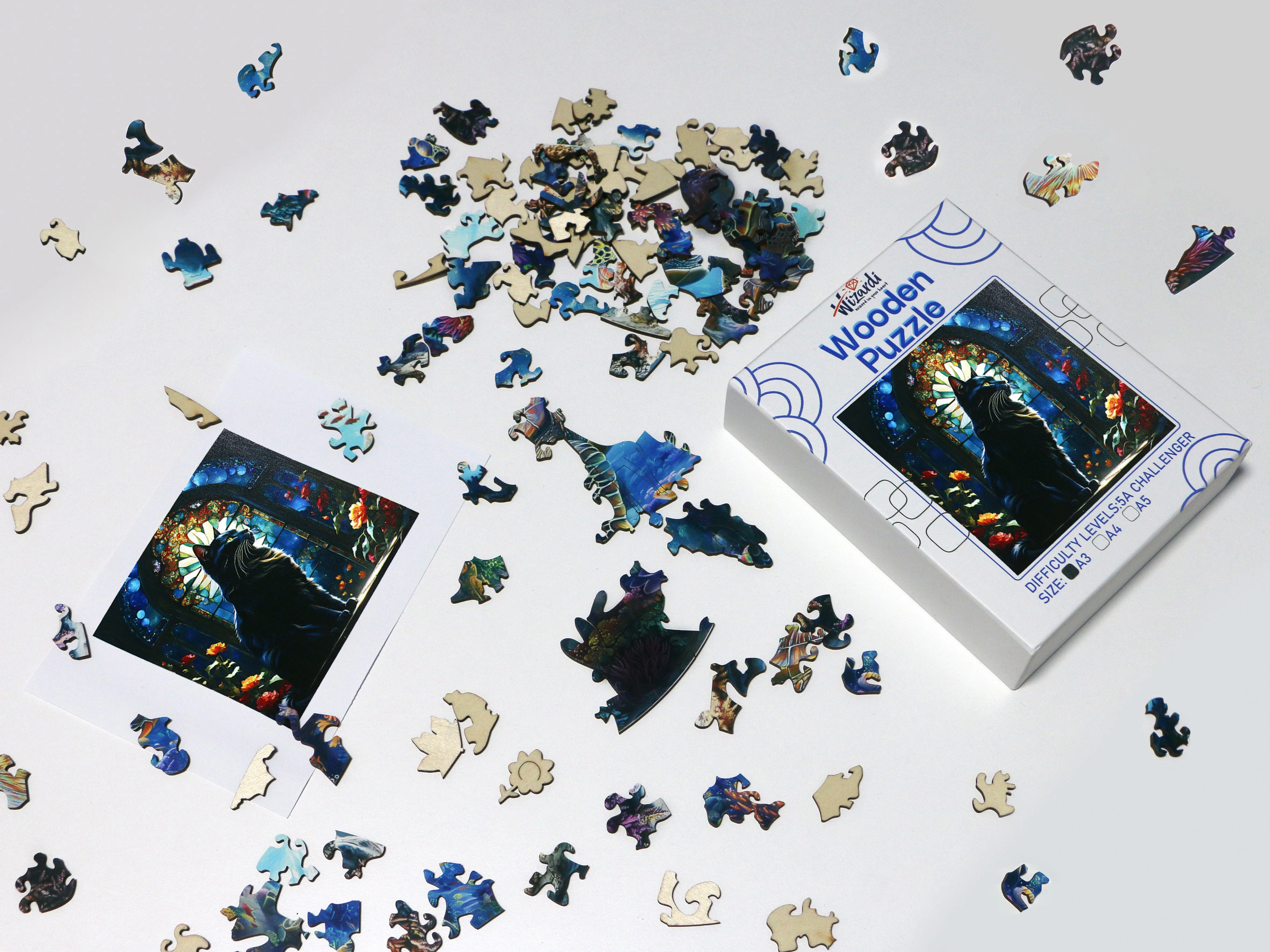 Black Cat - Jigsaw Wooden Puzzle by Wizardi F07N9-14 - Image 2