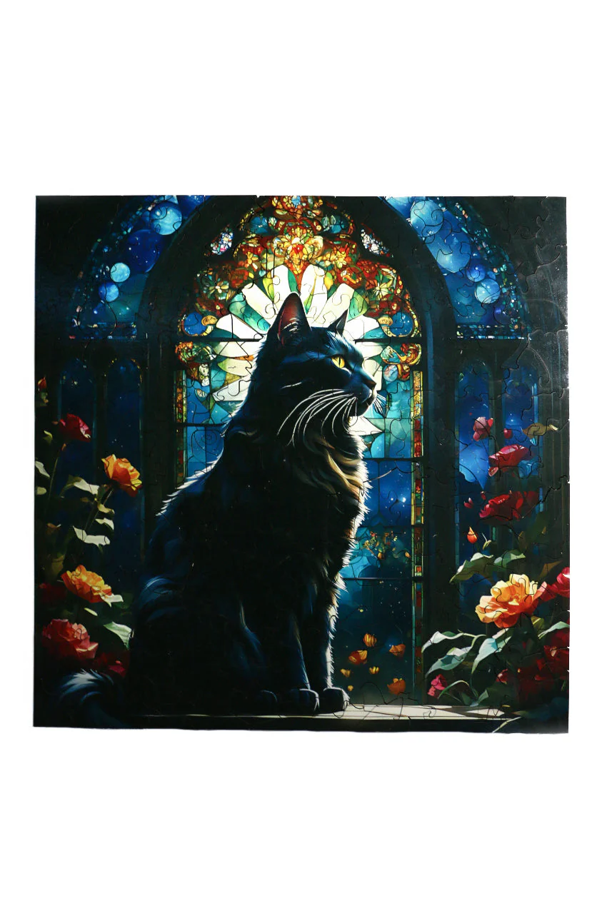 Black Cat - Jigsaw Wooden Puzzle by Wizardi F07N9-14 - Image 4