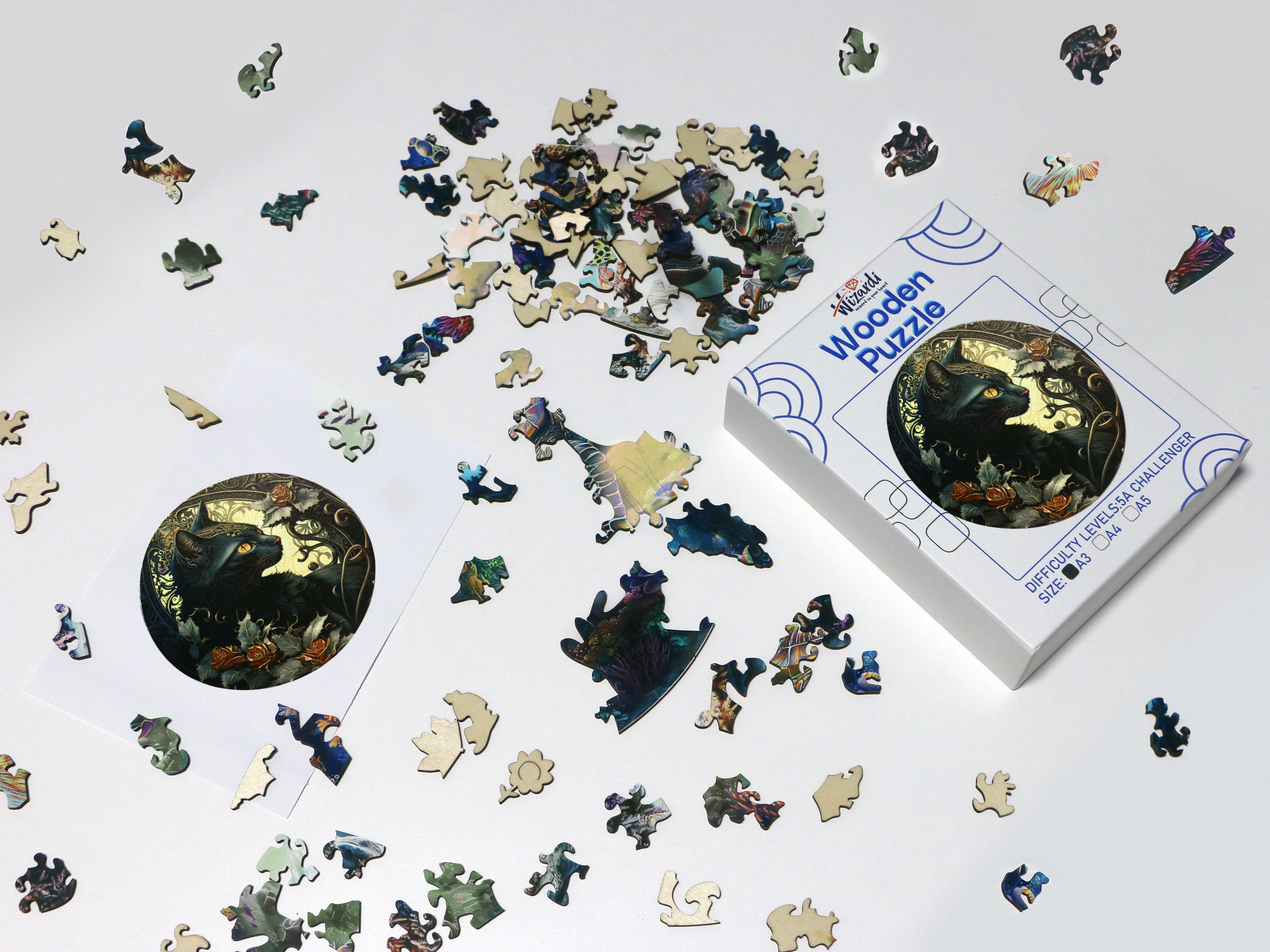 Black Cat - Jigsaw Wooden Puzzle by Wizardi F07N9-30 - Image 2