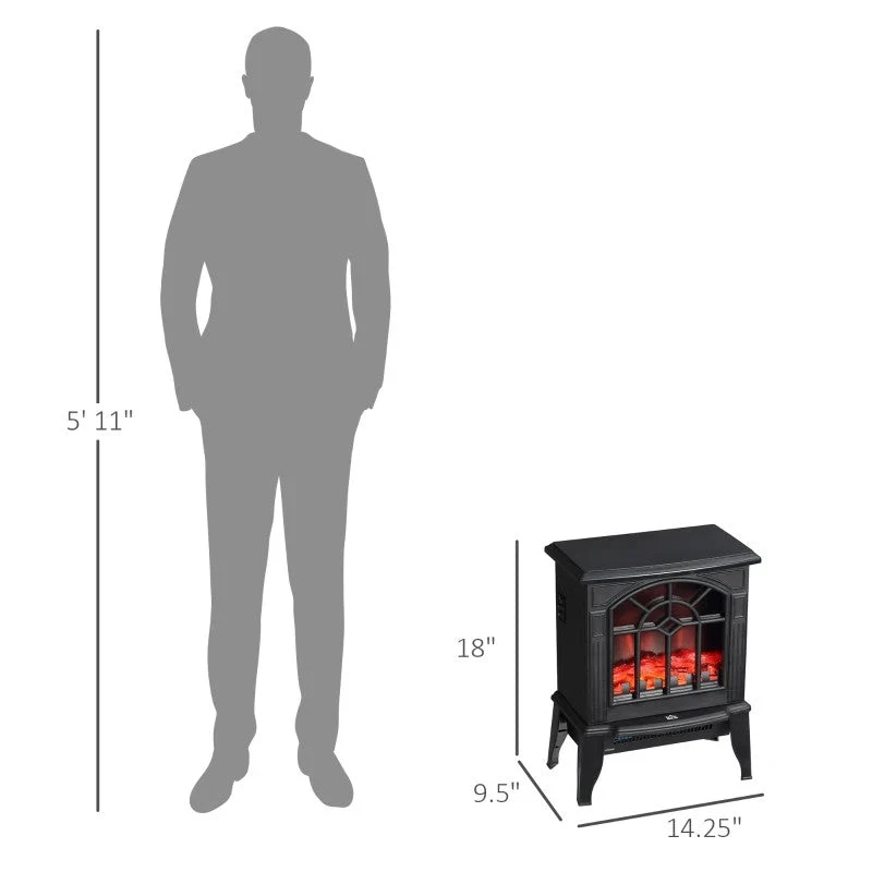 Black Electric Fireplace Heater with Realistic Log Flame LED - Image 4