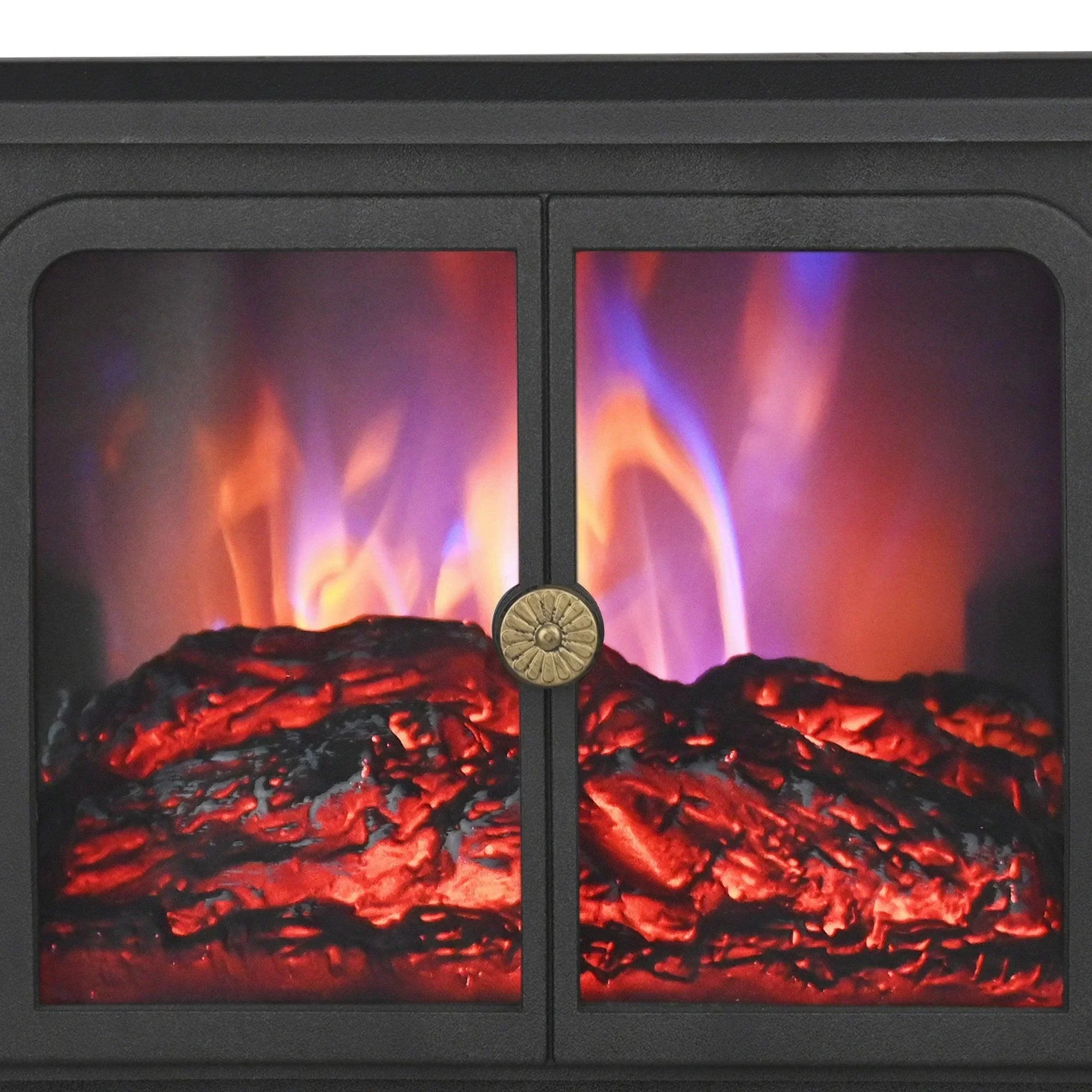 Black Electric Heater Free Standing Stove, 3D Flame Overheat Protection Adjustable Thermostat, 1500W - Image 3