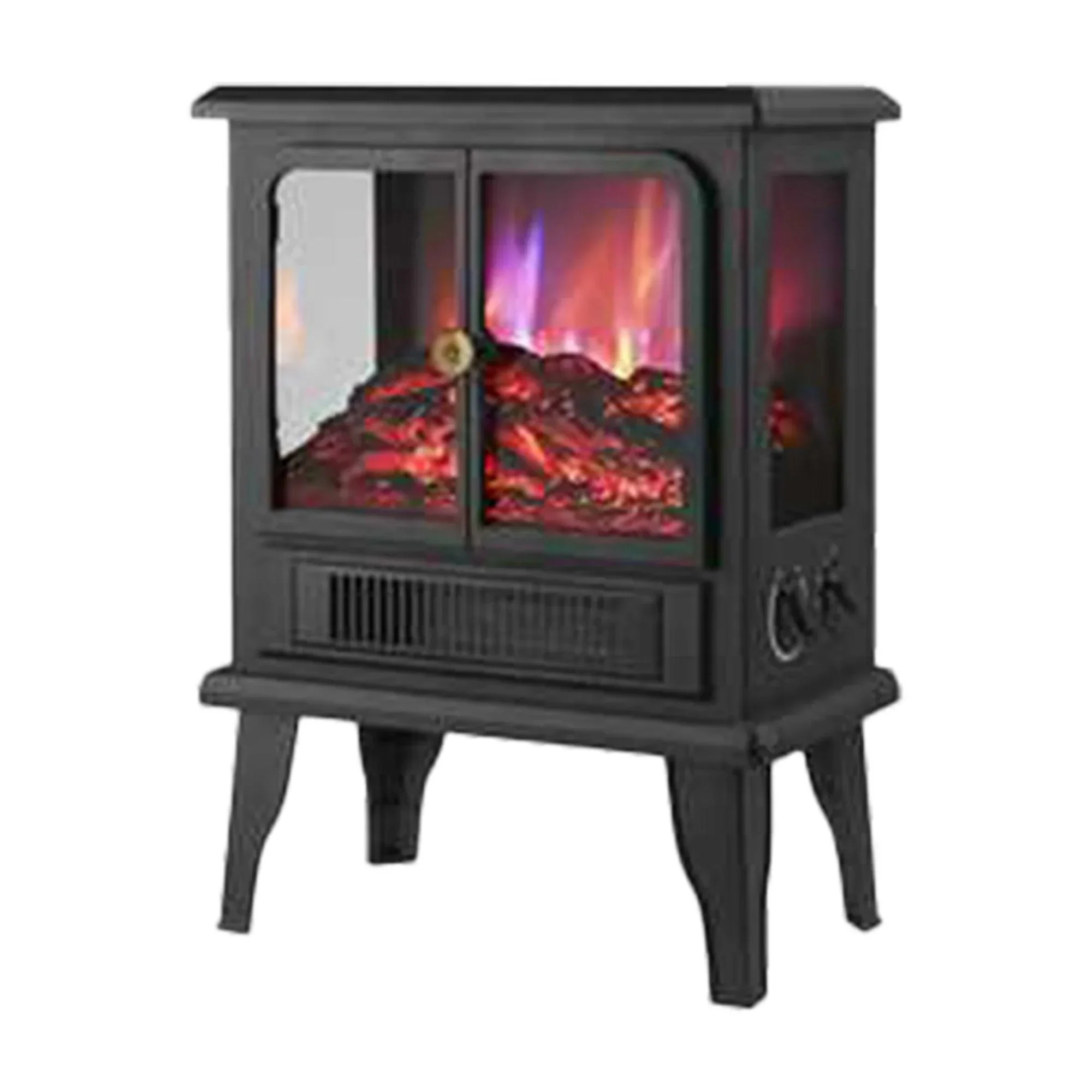 Black Electric Heater Free Standing Stove, 3D Flame Overheat Protection Adjustable Thermostat, 1500W - Image 5