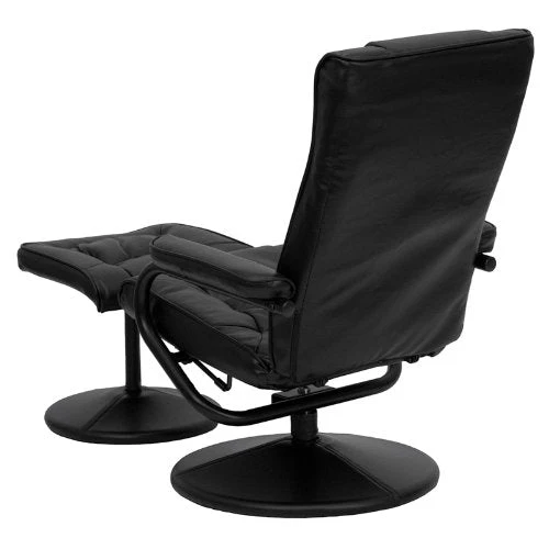 Black Faux Leather Recliner Chair with Swivel Seat and Ottoman - Image 4