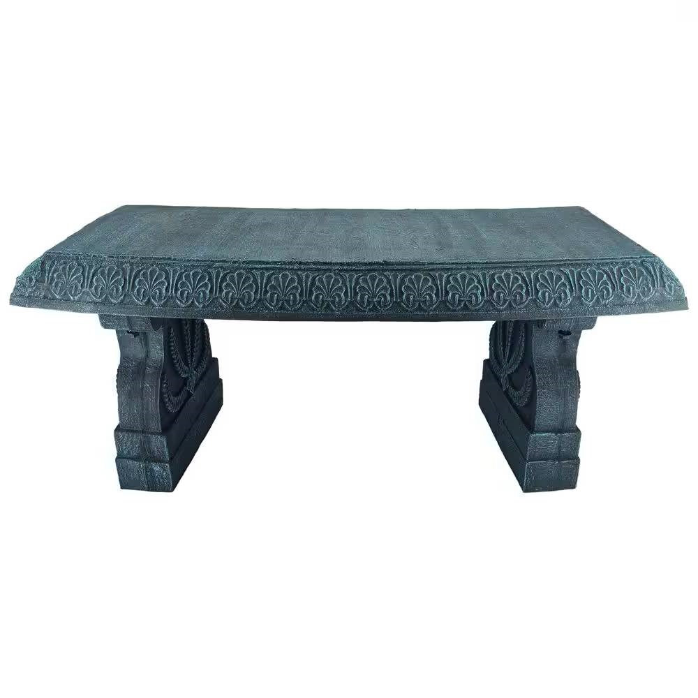Black Fiber-Clay Resin Outdoor Garden Bench in Stone Finish - Image 2