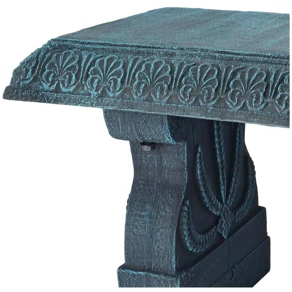 Black Fiber-Clay Resin Outdoor Garden Bench in Stone Finish - Image 4